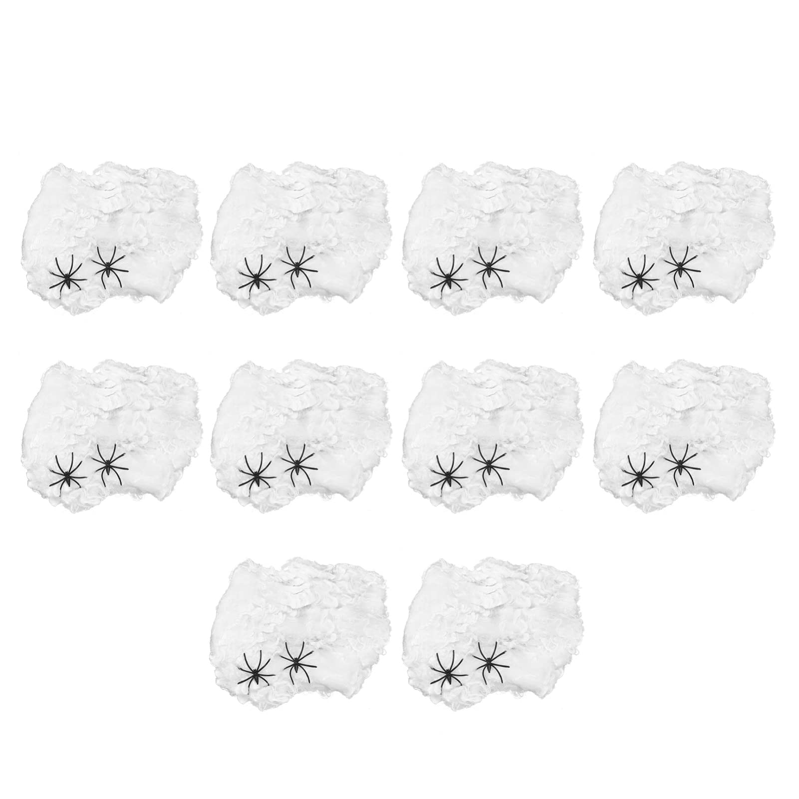 10 Pcs Stretchy Spider Web Halloween Decorations - Fake Spider Webbing with Spooky Cobwebs & Plastic Spiders for Indoor/Outdoor Party Decor (Haunted House, Porch, Yard, Window, DIY Scary Halloween Setup)