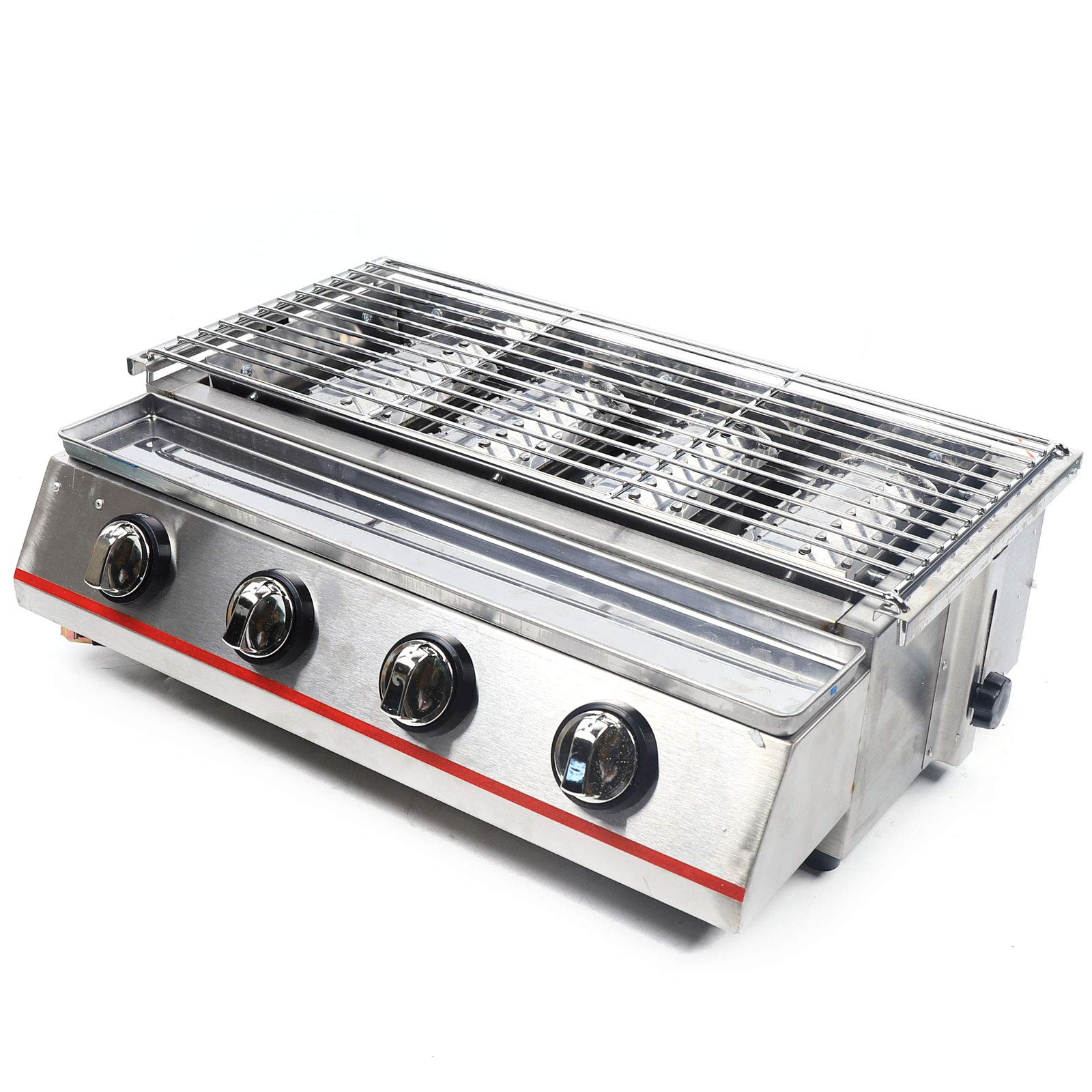 4-Burner Gas Grill - 2800PA LPG Outdoor BBQ Grill with Stainless Steel Tabletop - Perfect for Backyard Parties, Camping & Commercial Use