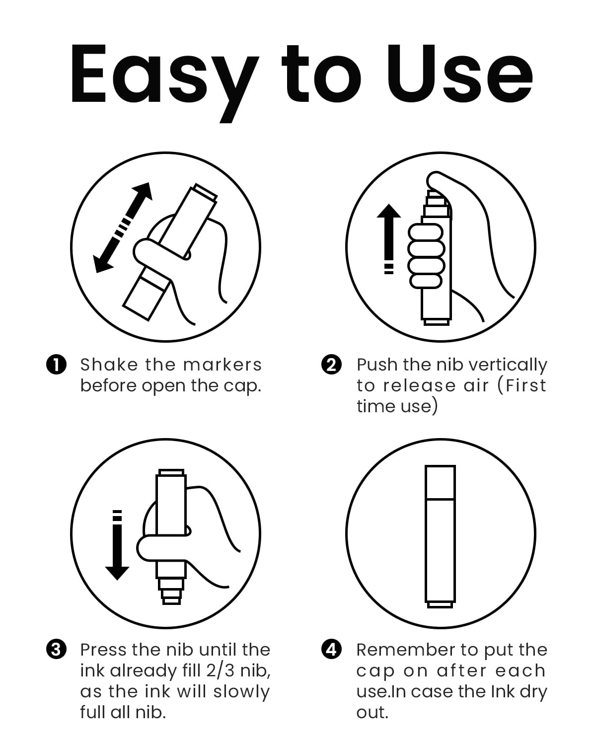 Black Jumbo Poster Markers Set of 5 - 15mm Wide Tip Thick Acrylic Paint Pens for Rock, Stone, Canvas, Glass, Wood & Ceramic - Perfect for DIY Art, Calligraphy, Sign Making & Home Decor Projects