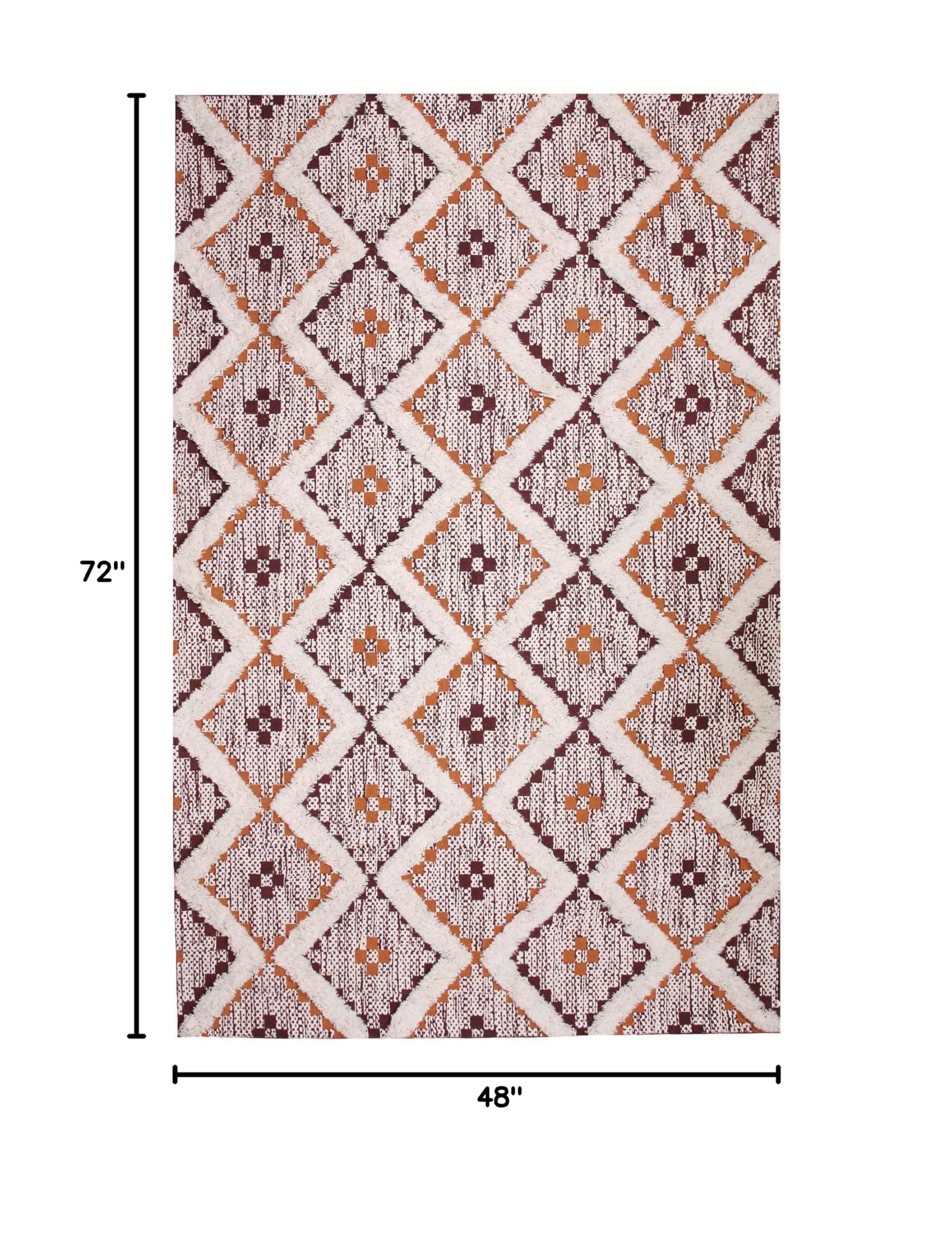 Premium Talluah Hand-Tufted Indoor Area Rug - 4' x 6' Apricot-Brick Red Printed Carpet for Bedroom & Living Room Decor | Soft Floor Mat for Home Aesthetics, Cozy Spaces & Modern Interior Design