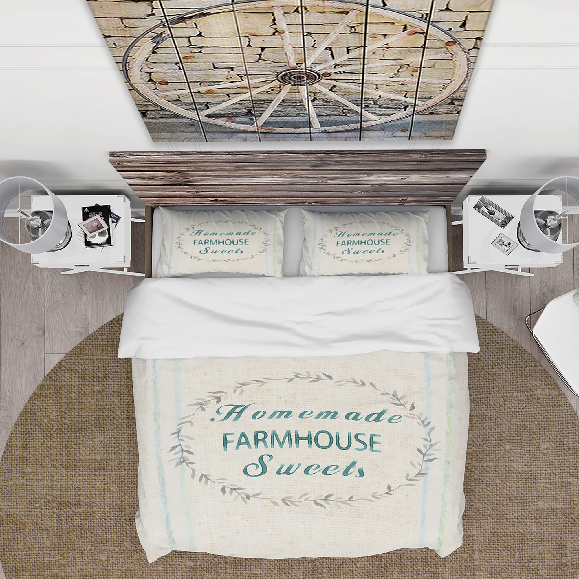 Farmhouse Floral Duvet Cover Set Twin - Blue Floral Bedding Set with Inspirational Quotes, 3-Piece All Season Comforter Cover for Cozy Farmhouse Bedroom Decor | Perfect for Guest Rooms & Vacation Homes