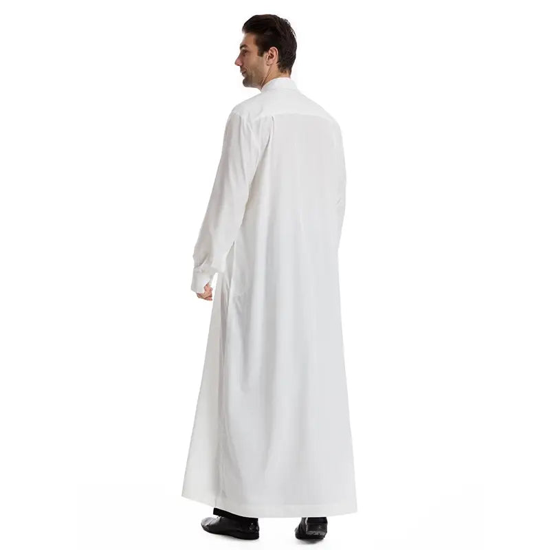 Premium Middle Eastern Arab Men's Thobe - Stand Collar Thawb Caftan for Eid, Weddings & Special Occasions | Comfortable & Stylish Islamic Robe