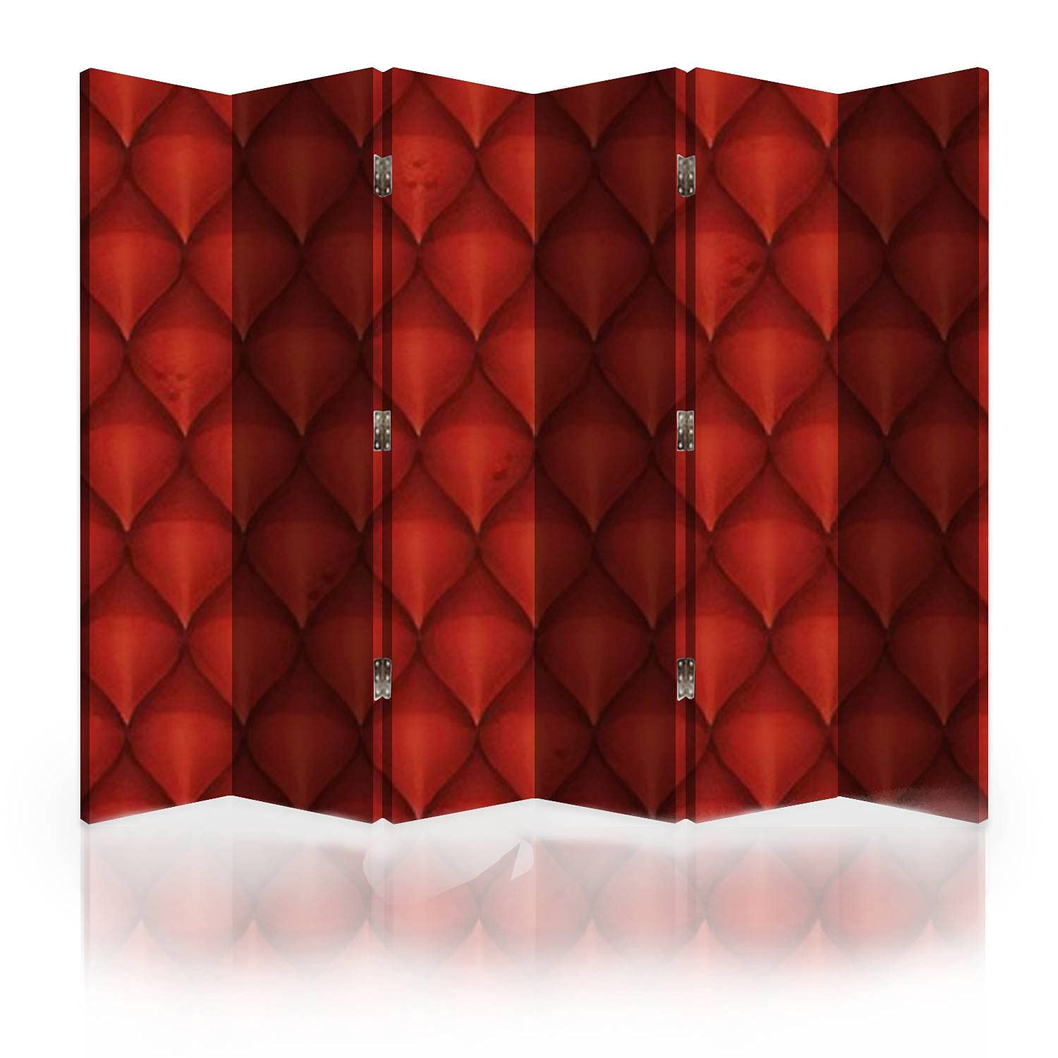 Red Dragon Scale Textured Canvas Room Divider Screen - 6 Panel Folding Privacy Partition for Bedroom, Office & Living Space | Decorative Wall Separator for Home & Commercial Use