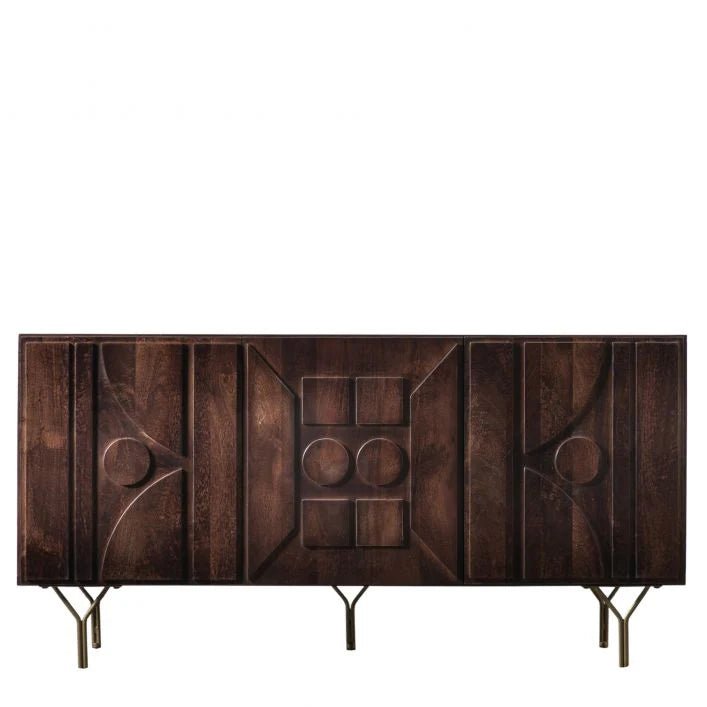 Stylish Dark Brown Alto Sideboard Buffet Table with 3 Doors - Modern Storage Cabinet for Dining Room, Living Room & Entryway Organization