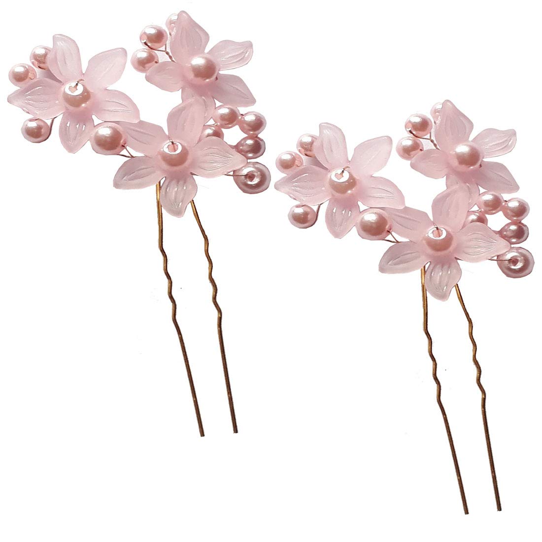 GadinFashion™ Bridal Juda Hair Pins Set of 2 - Red Rose & Pink Flower Metal Hair Accessories for Women & Girls | Wedding, Prom, Party & Special Occasion Hairstyle Decorations