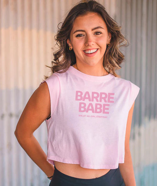 Barre Babe Cropped Tank Top - Women's Workout Shirt for Yoga, Pilates & Fitness - Breathable & Stretchy Activewear