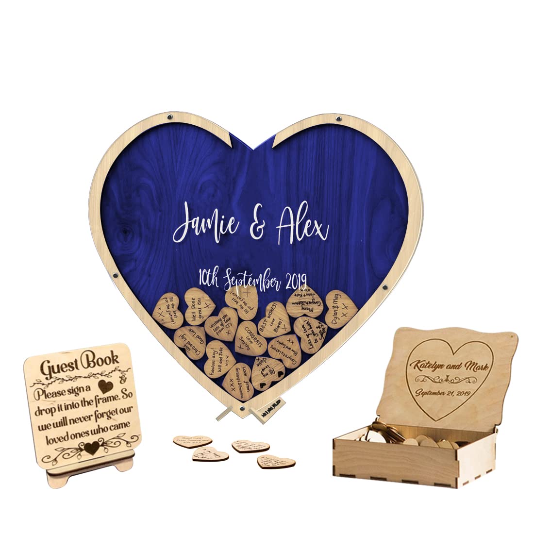 Personalized Heart Wedding Guest Book Alternative - Unique Guest Book Frame with Hearts for Wedding Reception Decorations - Perfect for Bridal Showers, Anniversaries, and Romantic Events