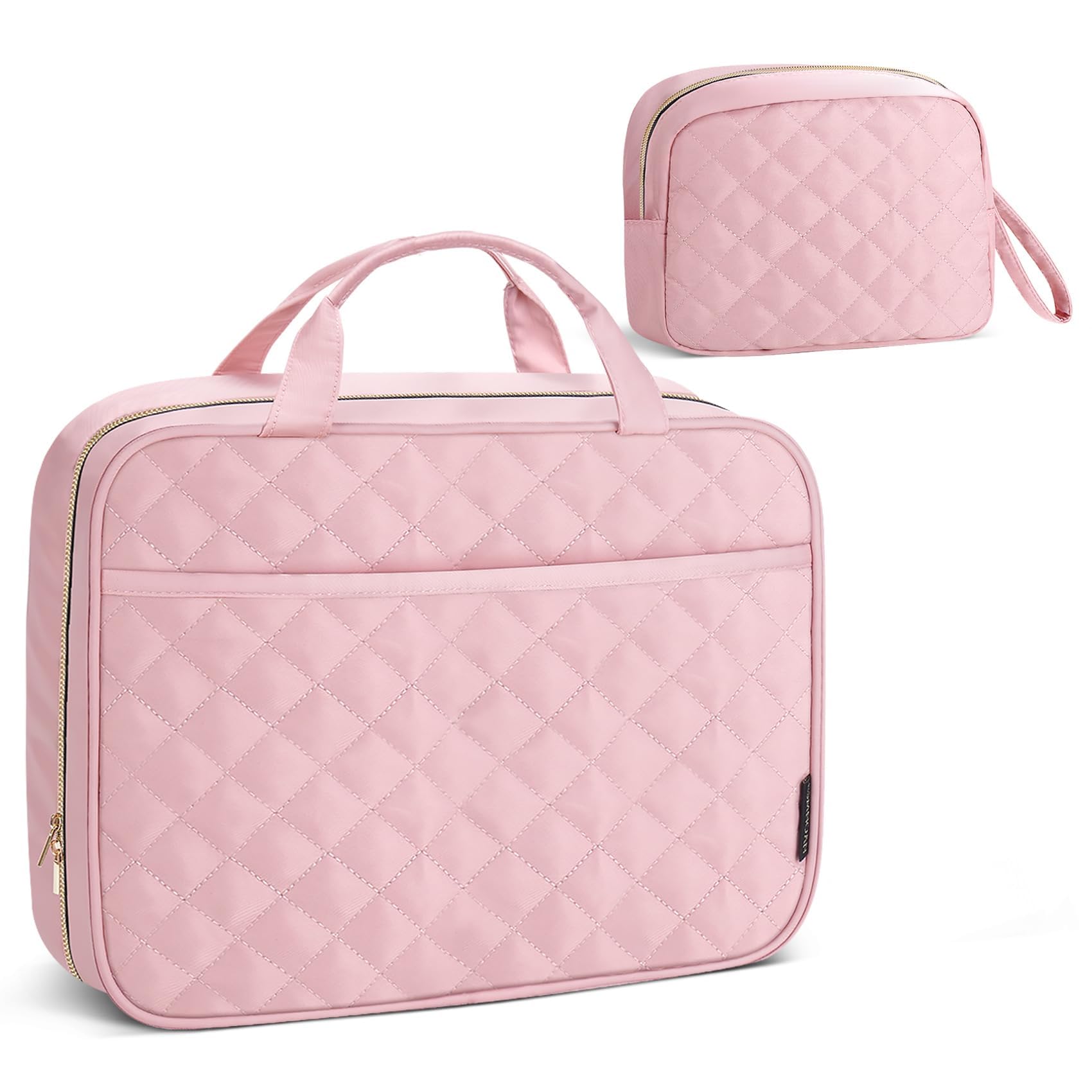 Waterproof Hanging Toiletry Bag 2-Pack Set - Pink Cosmetic Organizer with Hook for Travel, Business Trips & Gym | Perfect for Shampoo, Makeup & Toiletries Storage (Ideal for Women's Travel Essentials & Daily Organization)