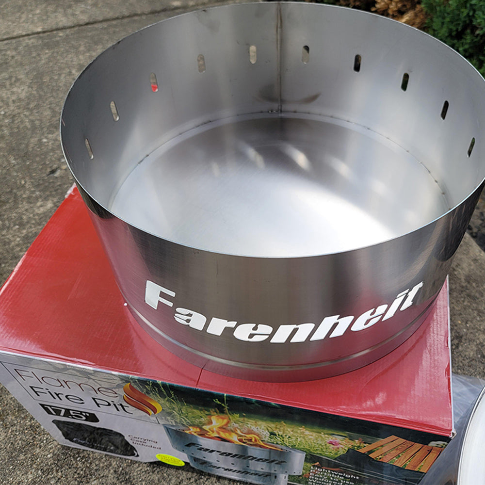 Farenheit Flare 17.5 Inch Smokeless Fire Pit - Silver Outdoor Fire Pit for Backyard, Patio, Camping & Beach - Portable Fire Pit with Spark Screen & Carry Bag