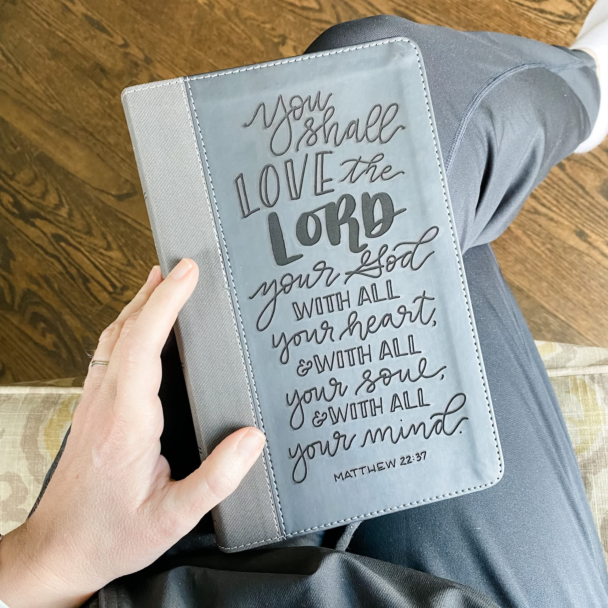 Personalized NIV Black/Gray Leathersoft Bible - Hand Lettered & Laser Engraved with Custom Name - Perfect Christian Gift for Wedding, Baptism, Graduation & Birthday - Ideal for Worship, Bible Study & Spiritual Growth