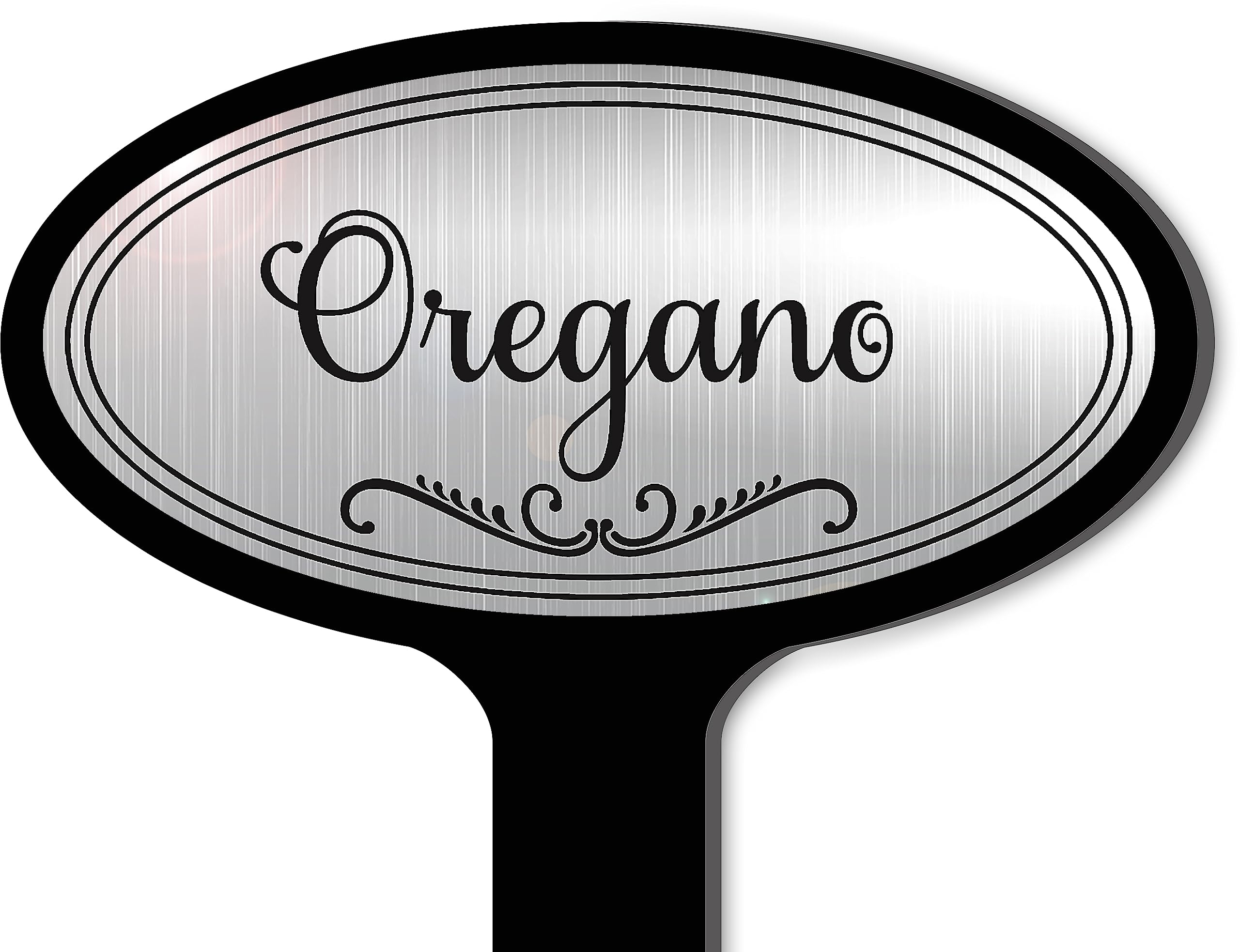 Engraved Flexibrass Acrylic Herb Garden Stakes - 0.8in Oval Top Plant Markers in Silver for Herb Identification & Garden Organization | Perfect for Herb Gardens, Vegetable Patches, and Indoor Plant Labeling