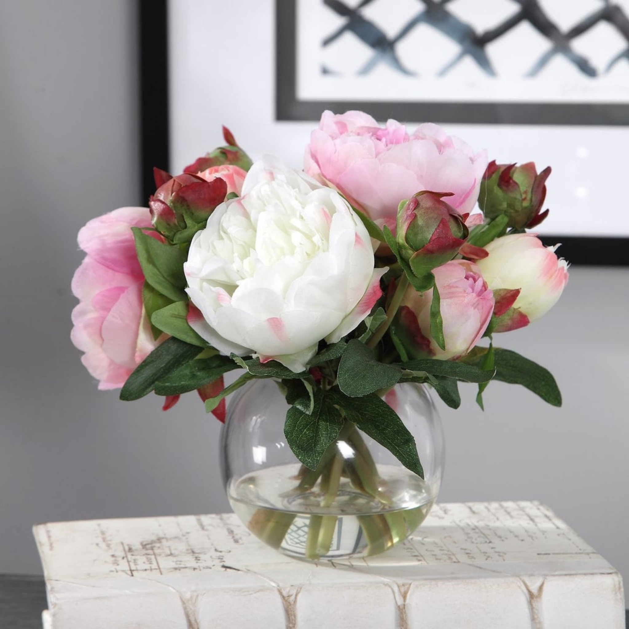 Blaire Faux Peony Bouquet - Artificial Silk Peony Flowers for Home Decor, Wedding Centerpieces & Party Arrangements
