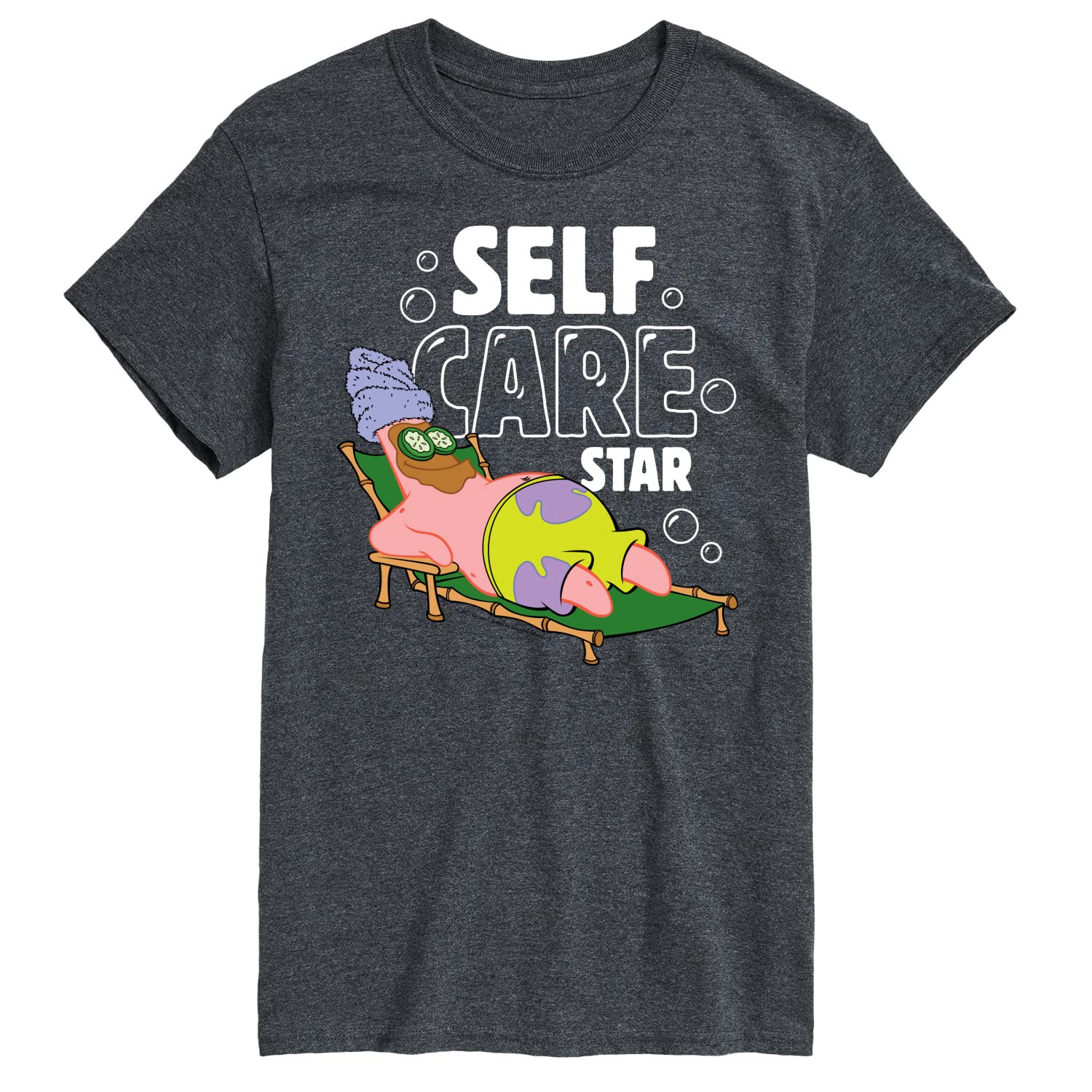 HYBRID APPAREL Spongebob Squarepants Self Care Star Men's Graphic T-Shirt - Funny Cartoon Tee for Casual Wear, Gifts & Anime Fans