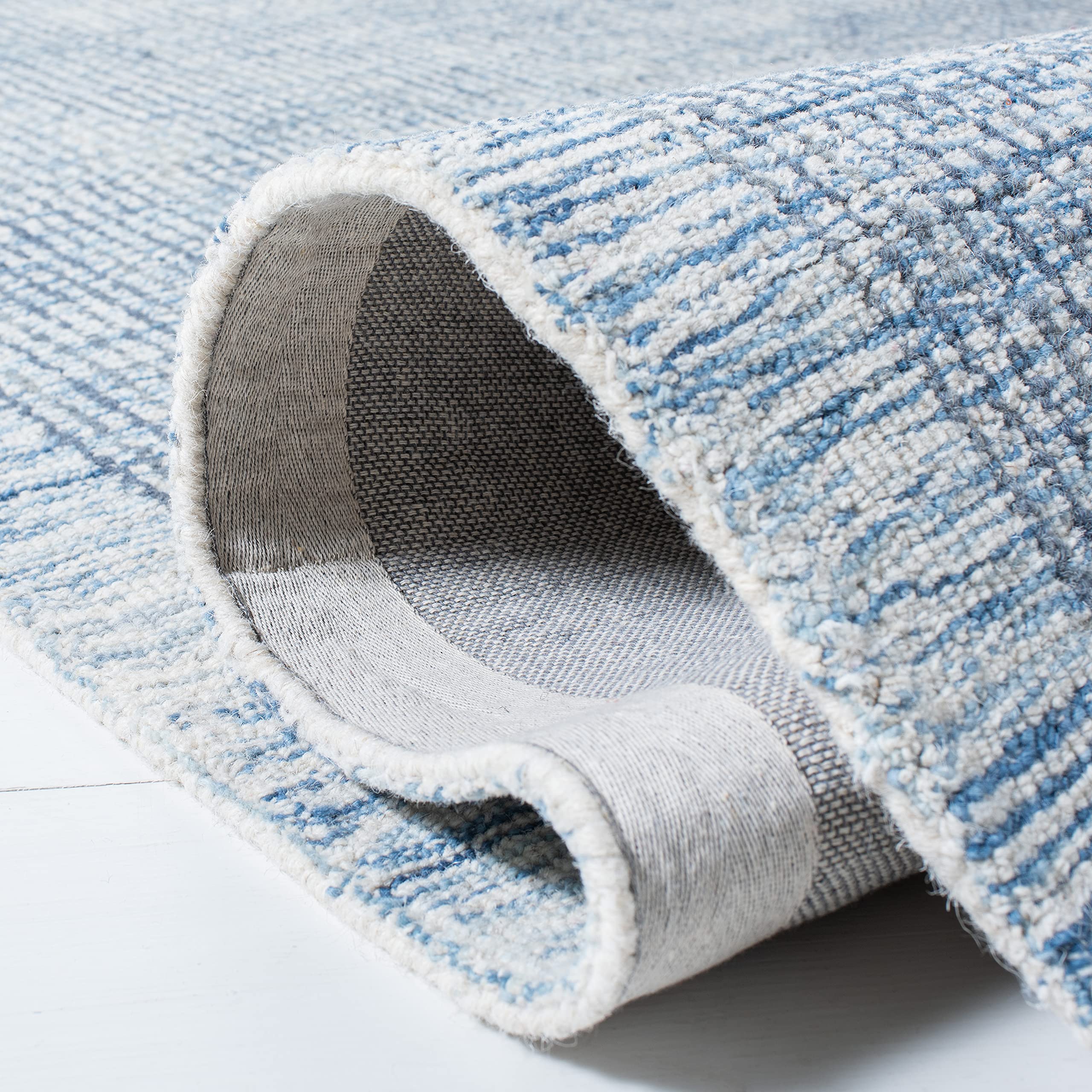 SAFAVIEH Metro Collection 6'x6' Square Ivory Blue Wool Area Rug - Handmade Premium Living Room, Dining Room & Bedroom Rug for Cozy Home Decor