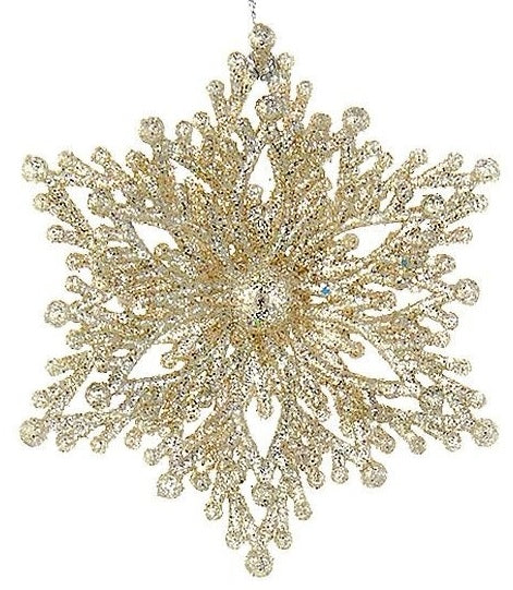 3 Pack Platinum Glitter Snowflake Acrylic Christmas Tree Ornaments - Elegant Holiday Decor for Xmas Tree, Home, Office & Gift Giving