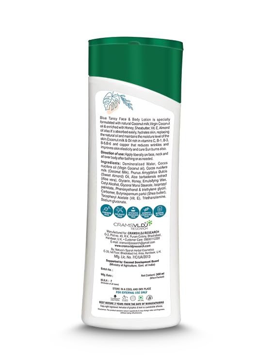 Blue Tansy Coconut Milk & Honey Face and Body Lotion - Hydrating & Soothing Moisturizer for Dry Skin - Perfect for Daily Skincare & After-Sun Care