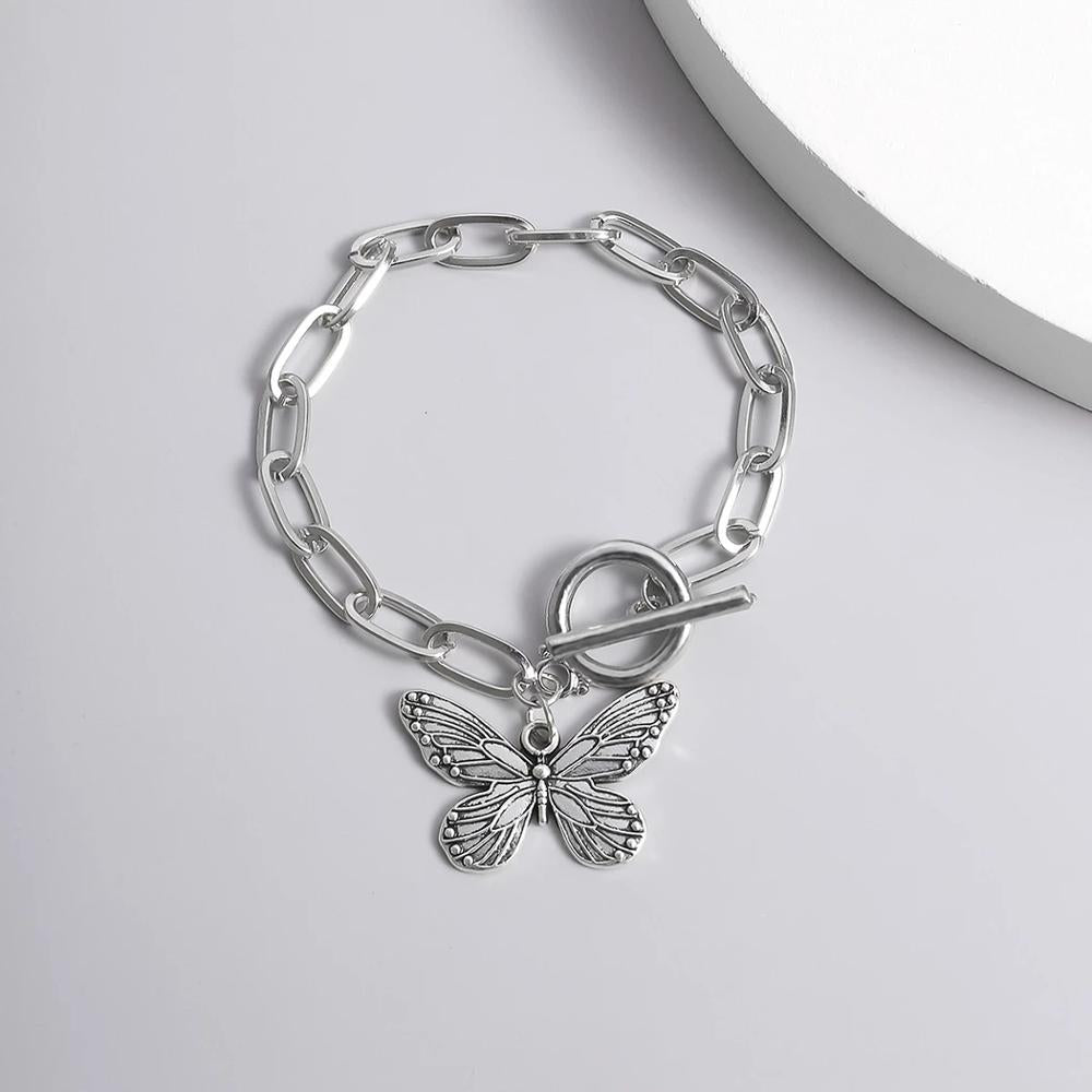 Elegant Butterfly Pendant Chain Bracelet for Women - Sterling Silver Adjustable Charm Bracelet - Perfect for Gifts, Parties & Everyday Wear