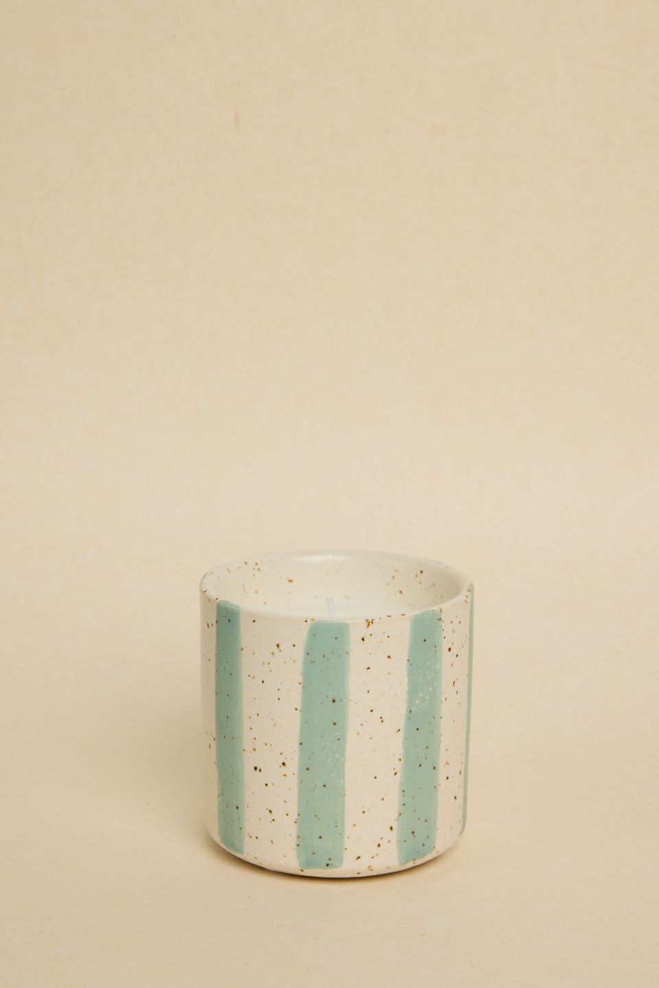 Blue Stone Stripe Small Ceramic Soy Wax Candle - Handmade Aromatherapy Candle for Home Decor, Relaxation & Gift Giving - Perfect for Bedroom, Bathroom & Meditation Spaces