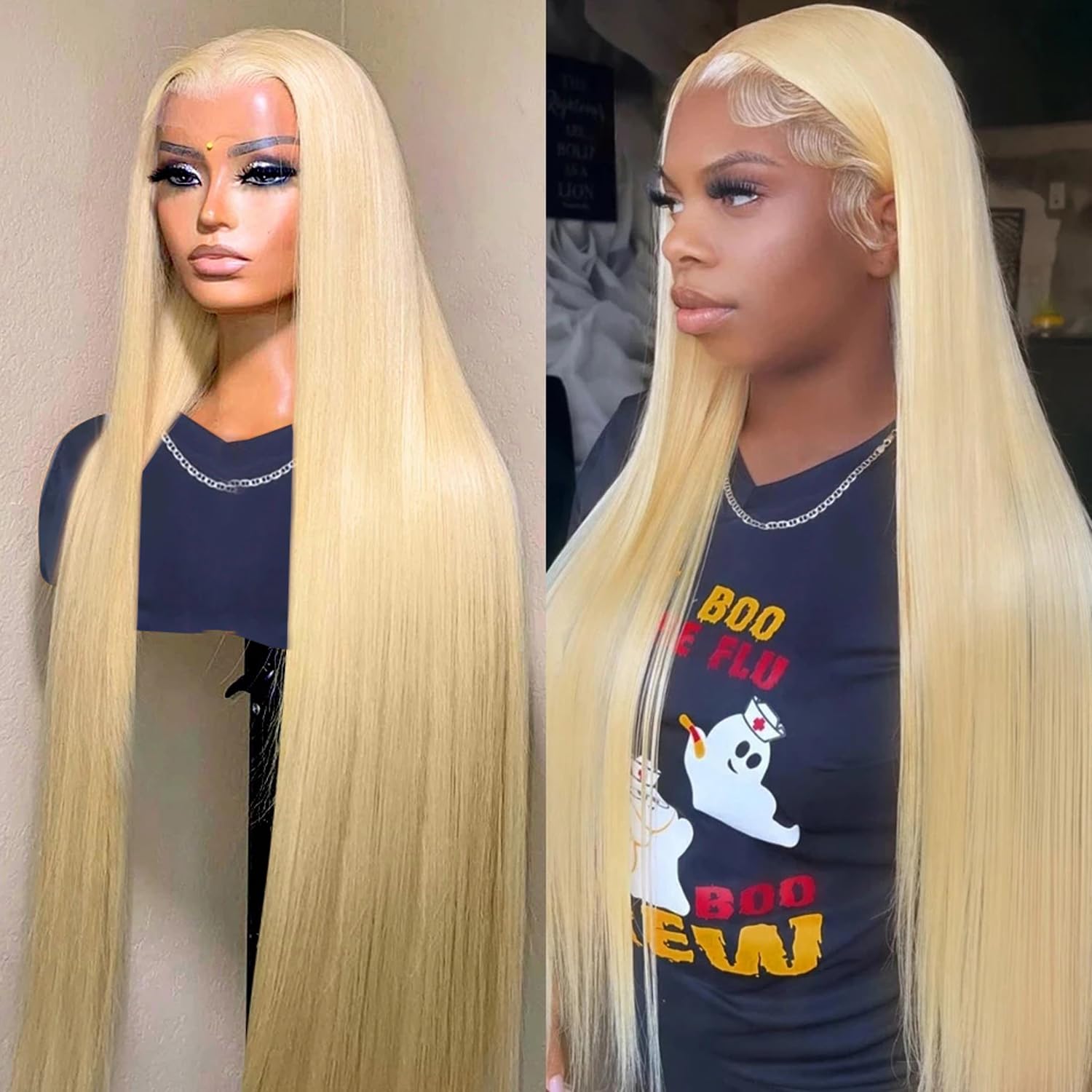 30 Inch 613 Blonde Lace Front Wig Human Hair - 13x4 Straight HD Lace Frontal Wig with Pre-Plucked Hairline & Baby Hair - 180% Density for Daily Wear, Cosplay & Special Occasions