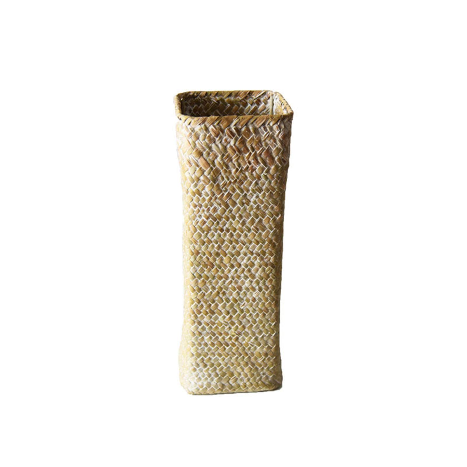 Handwoven Rattan Flower Vase - Natural Bamboo Basket for Home Decor | Tall White Decorative Vase for Flowers, Fruits & Centerpieces | Perfect for Boho, Farmhouse & Coastal Style Living Rooms, Bedrooms & Weddings