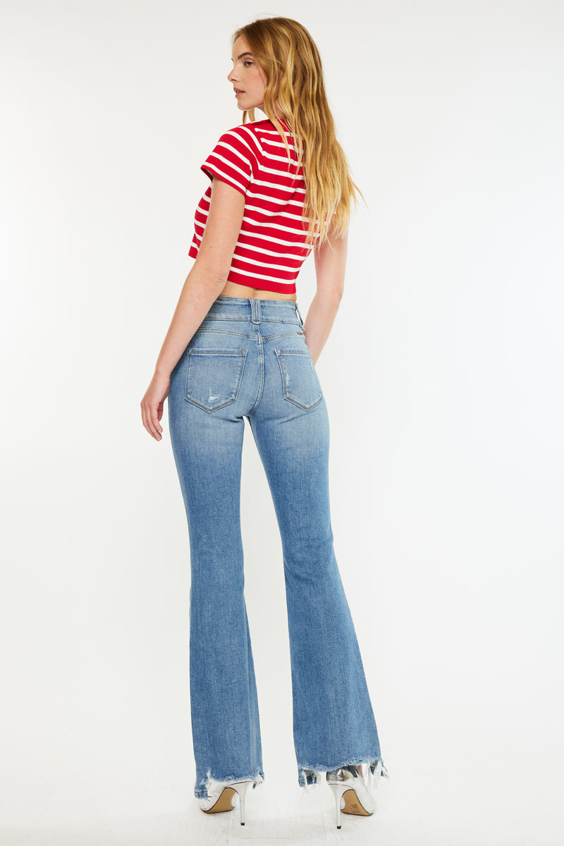 Giselle High Rise Flare Jeans for Women - Vintage 70s Inspired Stretch Denim Pants - Perfect for Casual Outfits, Date Nights & Boho Style