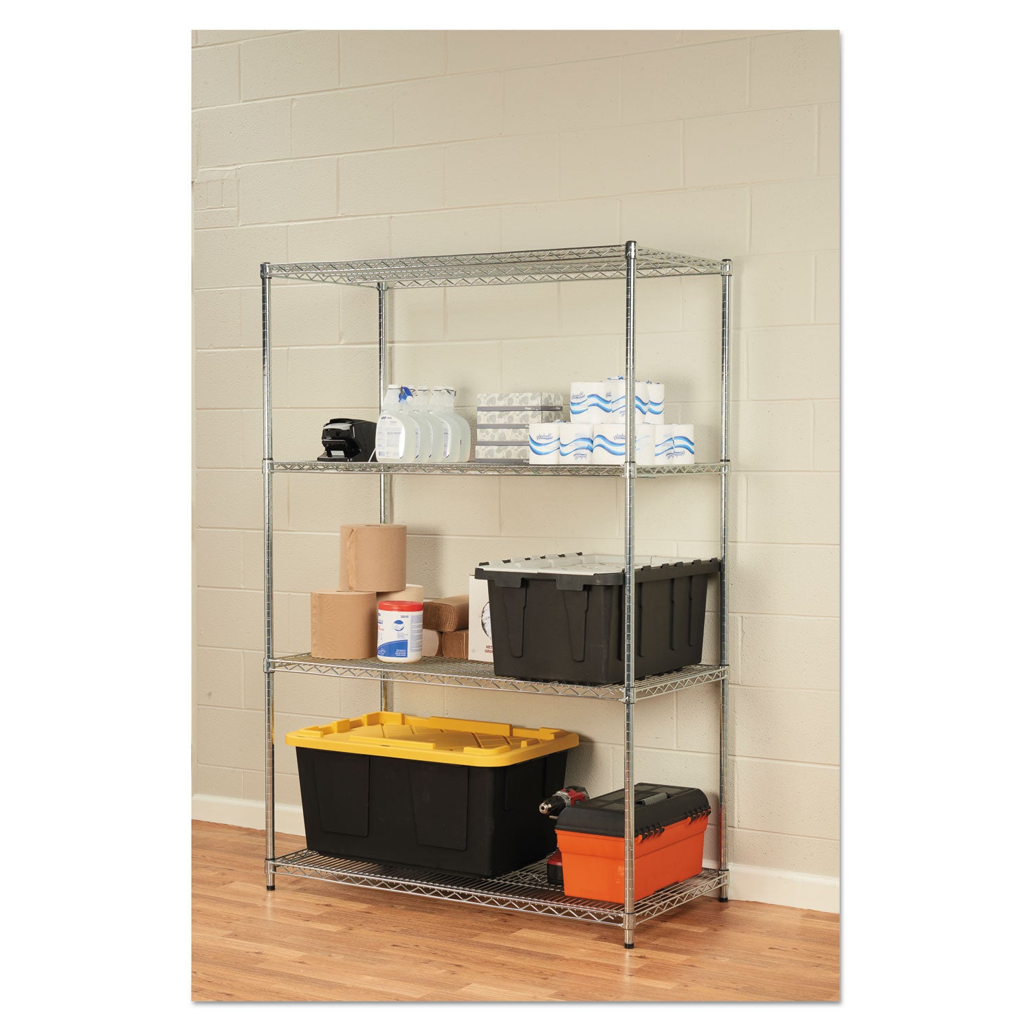 Alera® NSF Certified 4-Tier Industrial Wire Shelving Kit - 48