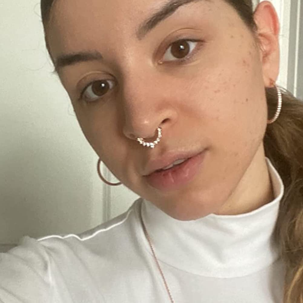 QWALIT Fake Nose Rings & Septum Piercings - Clip On Non-Piercing Faux Nose Hoops for Women & Men | Costume Jewelry for Halloween, Cosplay & Fashion Accessories