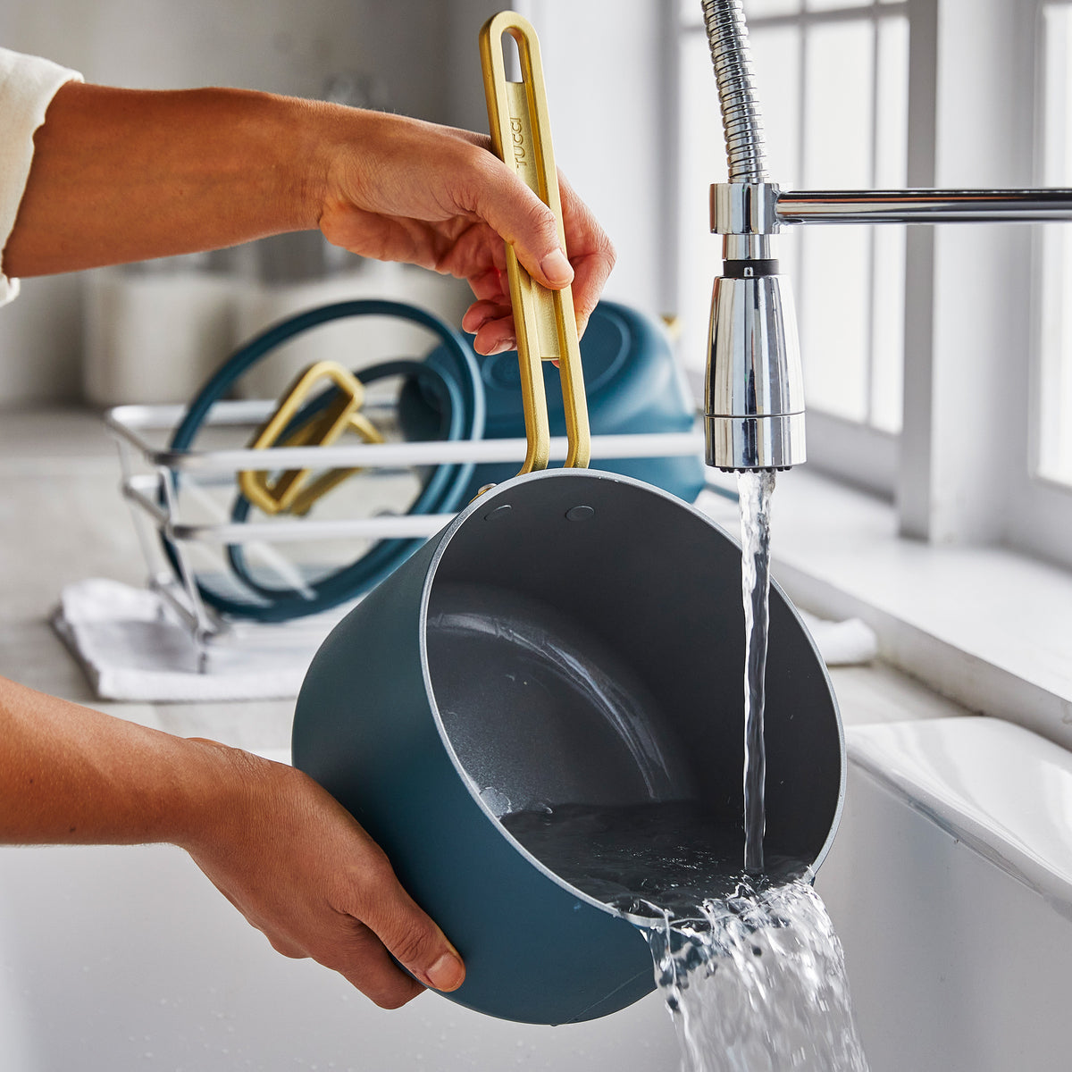 Stanley Tucci™ 6-Piece Ceramic Nonstick Cookware Set with Free Tucci Cookbook | Venetian Teal | Perfect for Italian Cooking, Family Dinners & Gift Giving