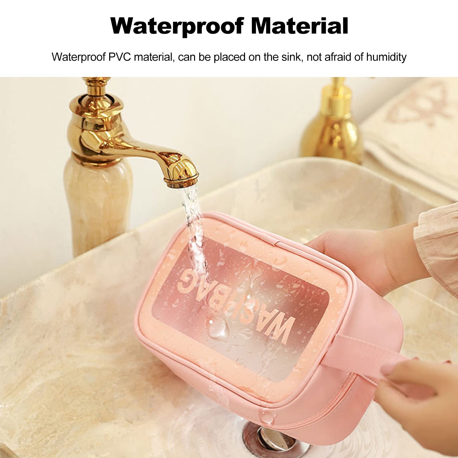 Ergocar 3-Piece Clear Travel Toiletry Bag Set - TSA Approved Waterproof Cosmetic Organizer for Women & Men | Perfect for Airports, Showers & Vacation Packing (Pink)