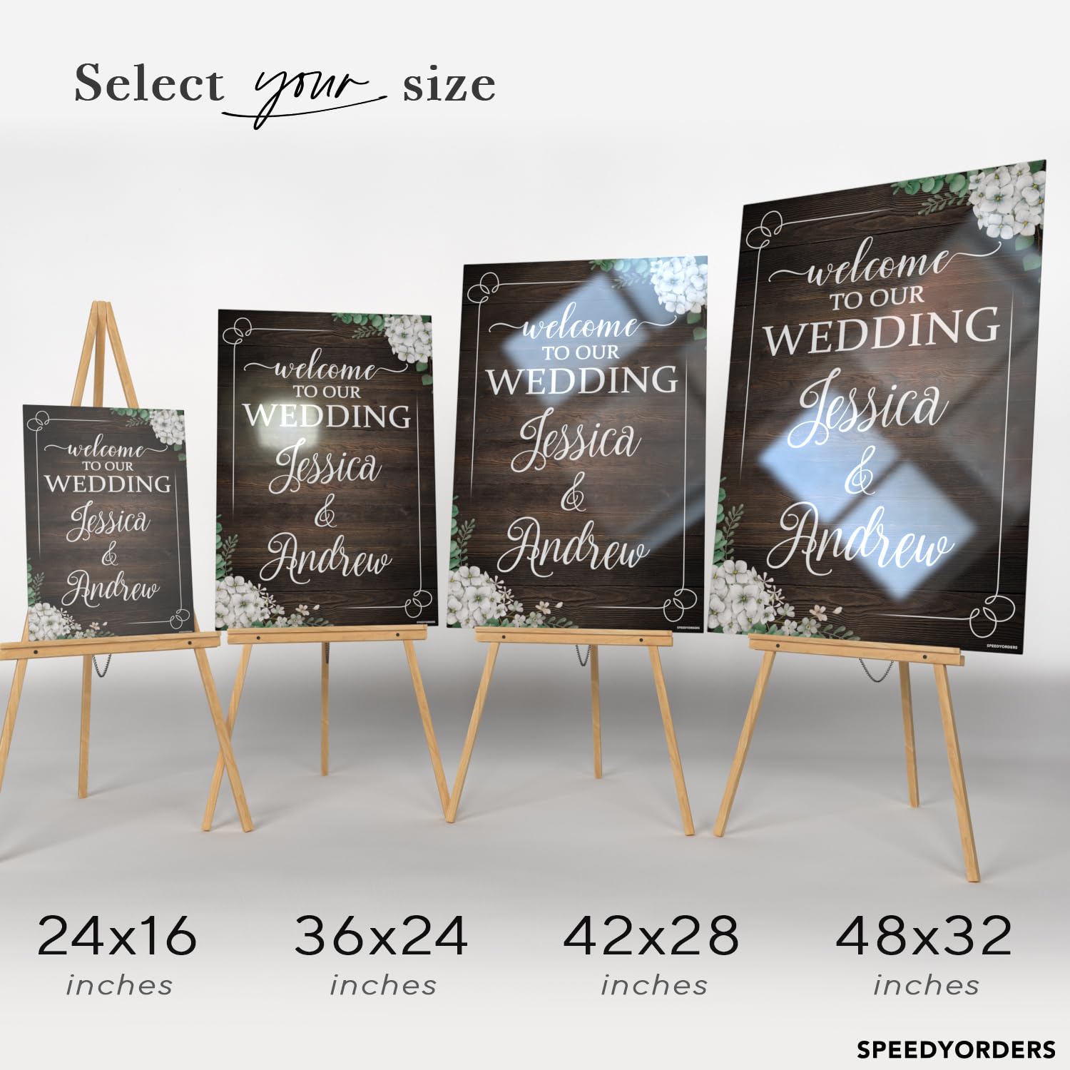 Custom Rustic Wooden Wedding Welcome Sign - Personalized Acrylic Wedding Reception Poster - Elegant Ceremony Decor for Rustic Weddings & Events