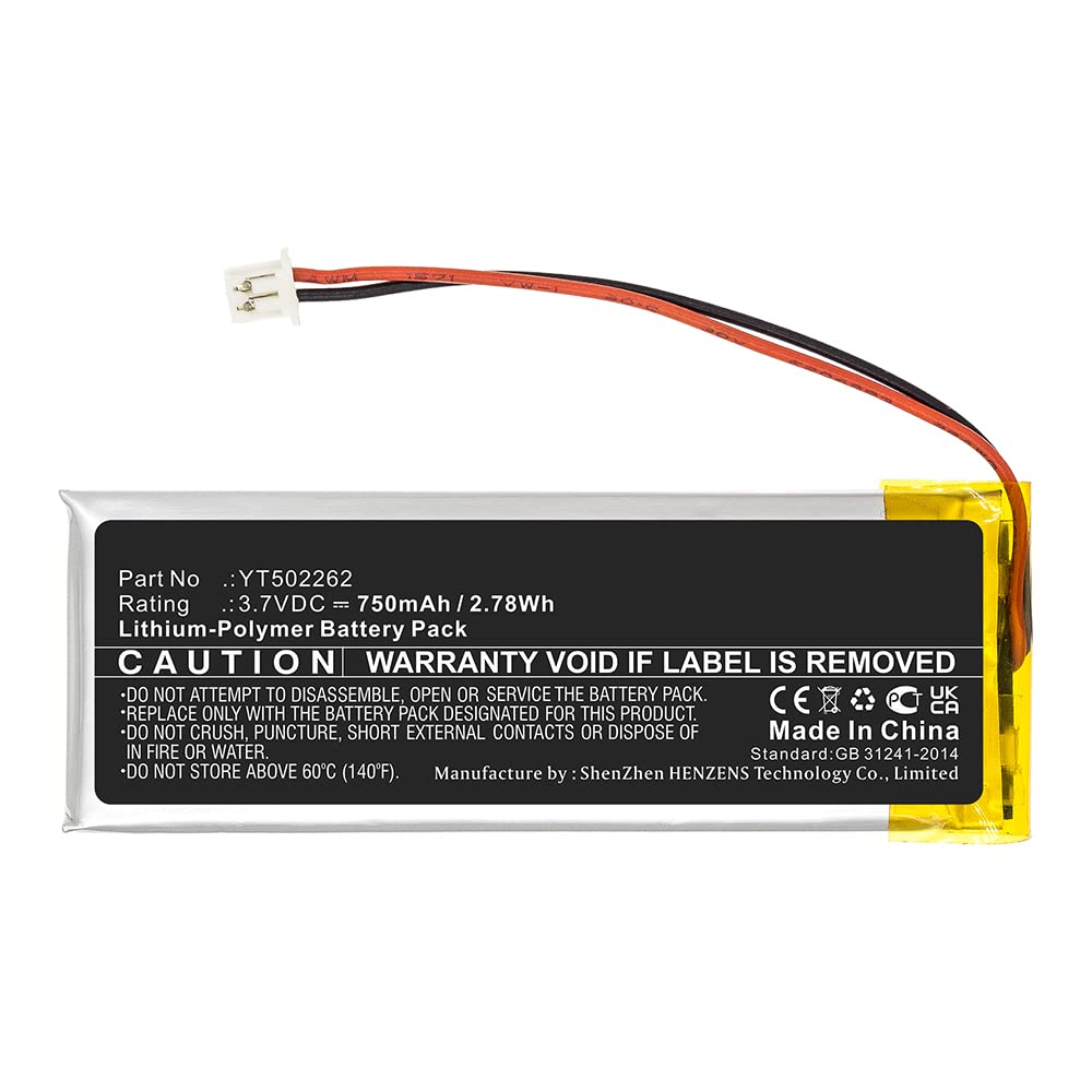 Synergy Digital Wireless Headset Replacement Battery - 3.7V Li-Polymer 750mAh Compatible with YT502262 Model | Perfect for Office, Call Center & Remote Work Headsets