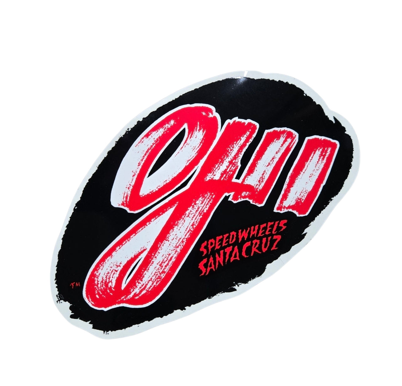 Vintage 80s Santa Cruz OJ II Speed Wheels Sticker - Black & Red Decal for Skateboards, Longboards & Laptops - Retro Skateboarding Accessories