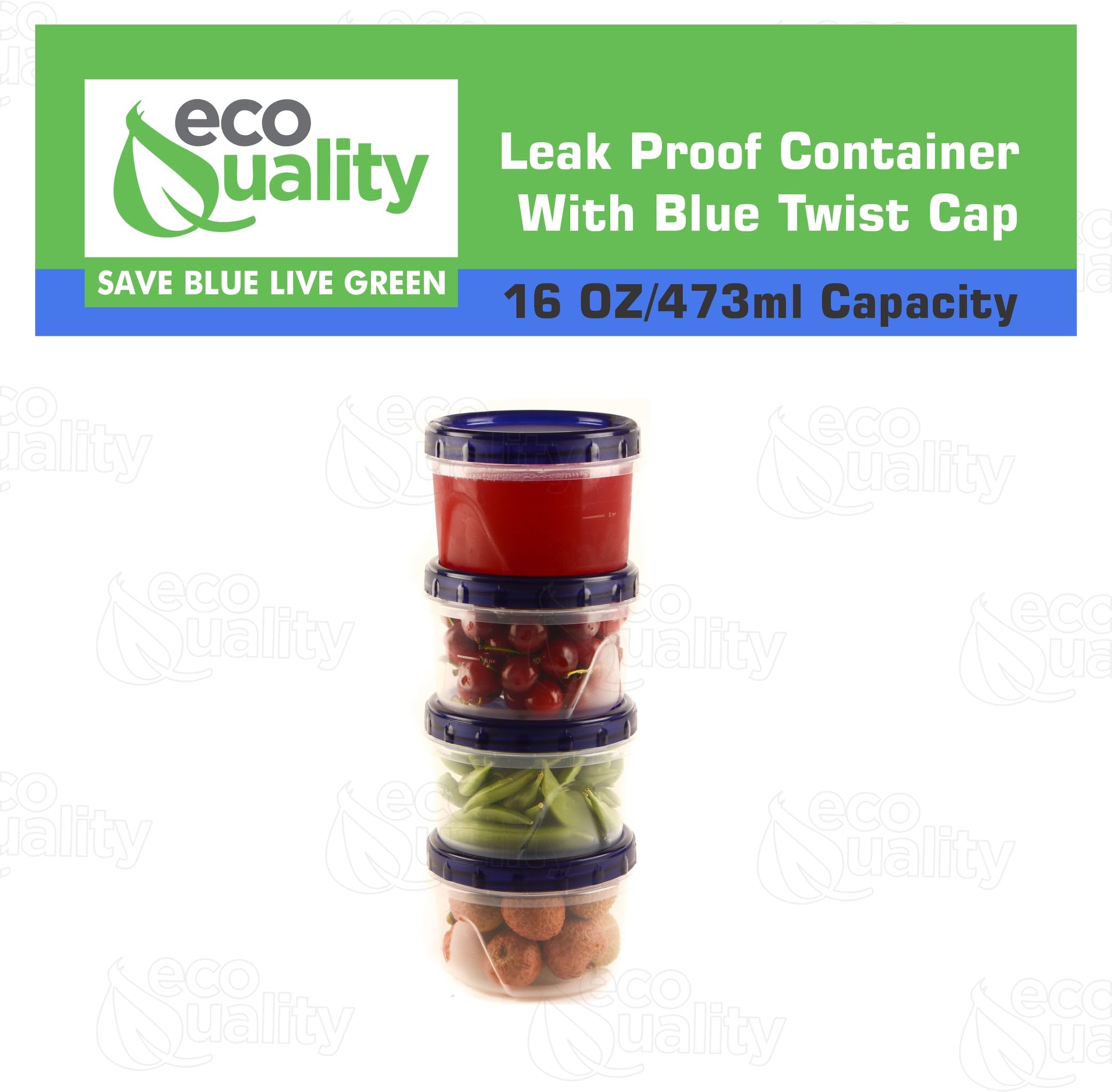 5-Pack 16 oz Airtight Reusable Plastic Food Storage Containers with Twist & Seal Lids - Leakproof BPA-Free Meal Prep Containers for Lunch, Snacks, Leftovers & On-the-Go Food Storage - Stackable Deli Containers Perfect for Home, Office & Picnics