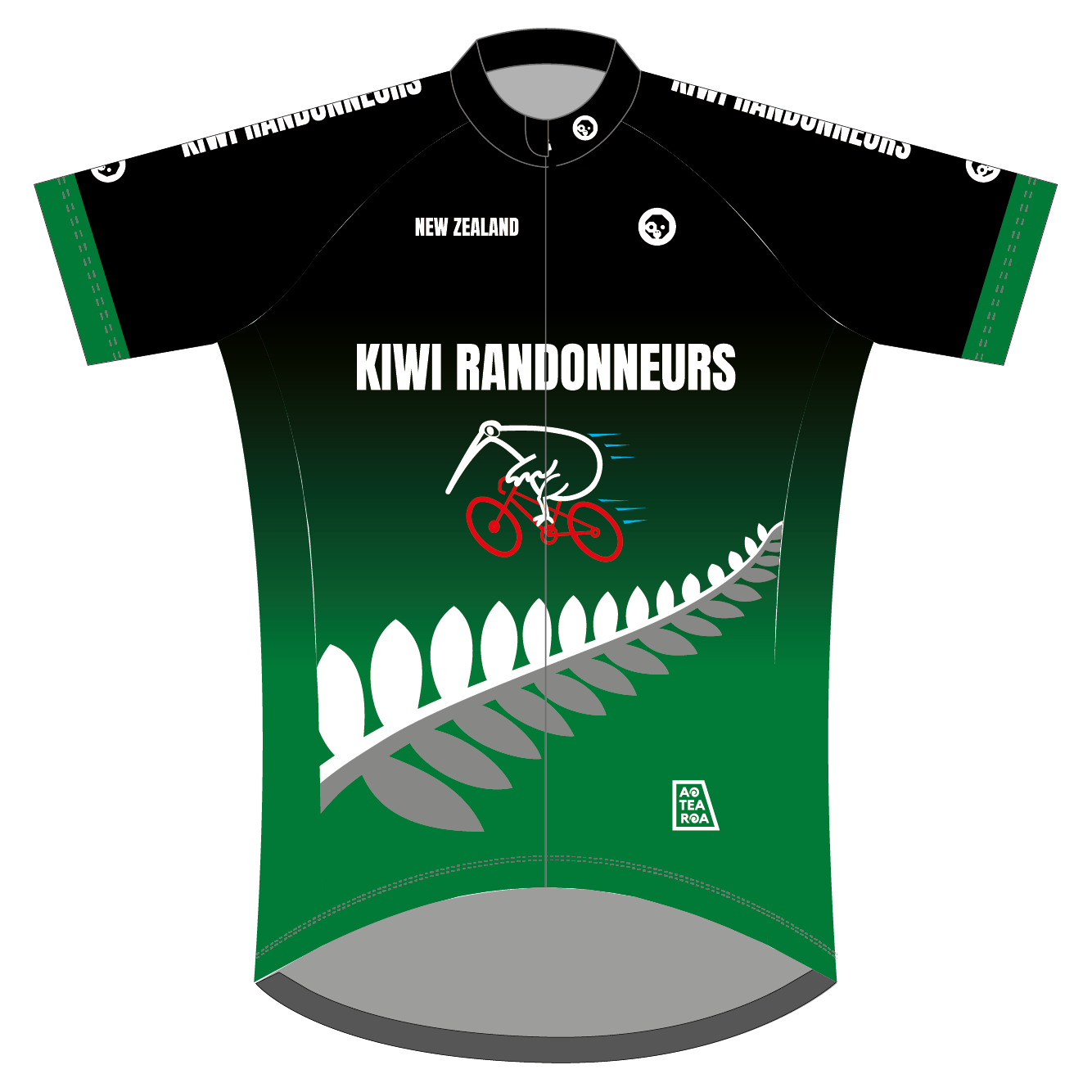 Kiwi Randonneurs Cycling Jersey - Breathable Bike Shirt for Men & Women (J01 Green) - Perfect for Road Biking, Training & Long Distance Rides