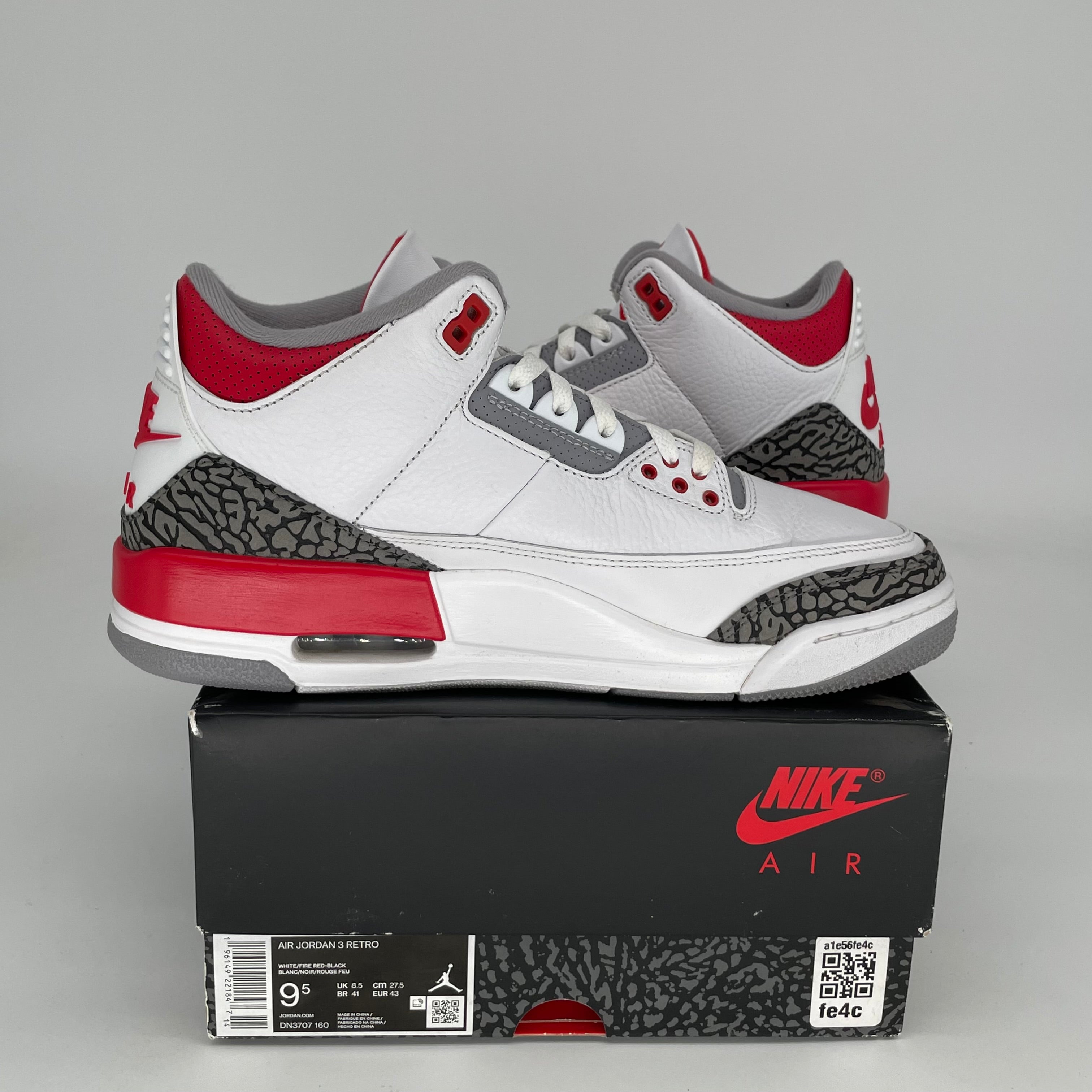 Air Jordan 3 Fire Red Men's Basketball Shoes Size 9.5 DN3707-160 - Retro Sneakers for Casual Wear, Street Style & Sneaker Collectors