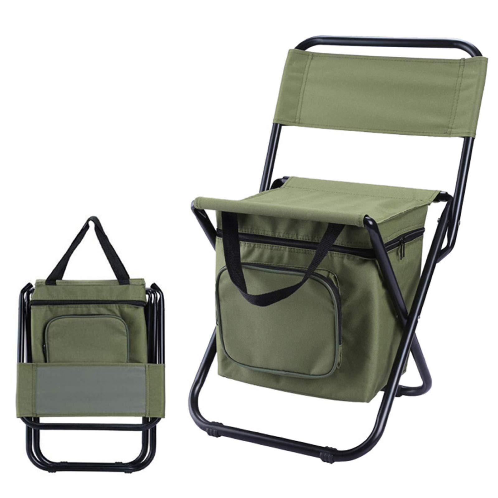 Lightweight Folding Camping Chair with Insulated Cooler Bag - Portable Backpack Seat for Outdoor Adventures, Fishing, Beach Trips, Picnics & Travel - Ideal for Camping, Tailgating, Backyard Relaxation & Summer BBQs