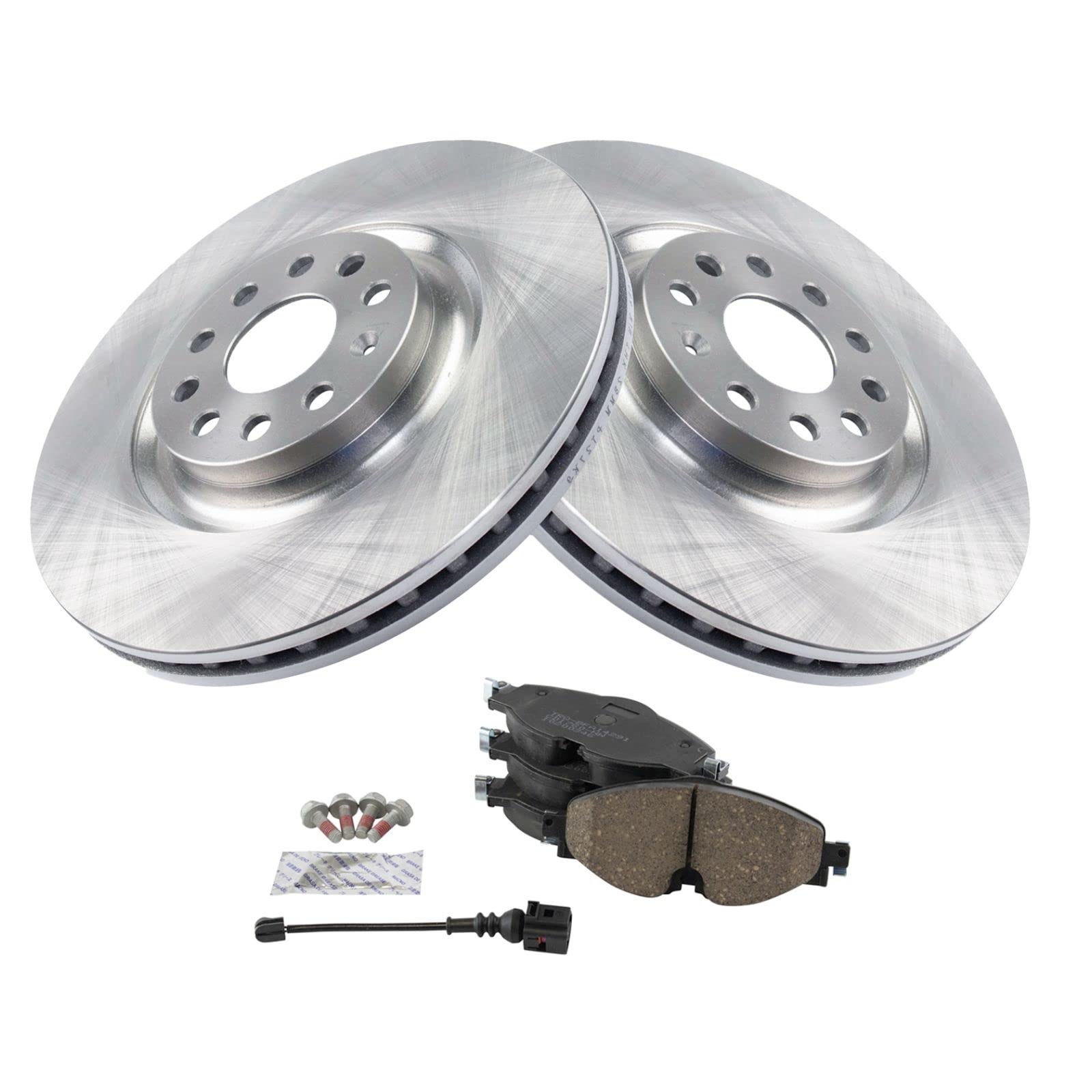 High-Performance Front Brake Pad & Rotor Kit - Ceramic Brake Pads & Vented Rotors - Compatible with 2019-2020 Audi A3 Quattro, 2015 VW Golf, 2015-2018 GTI - Perfect for Daily Commuting & Performance Driving