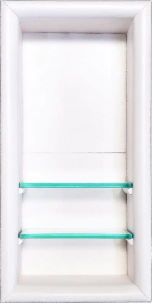 Natural Del Mar Vertical Shampoo Niche with Mosaic or Stone Accent - Waterproof Bathroom Shower Organizer for Spa-Like Experience