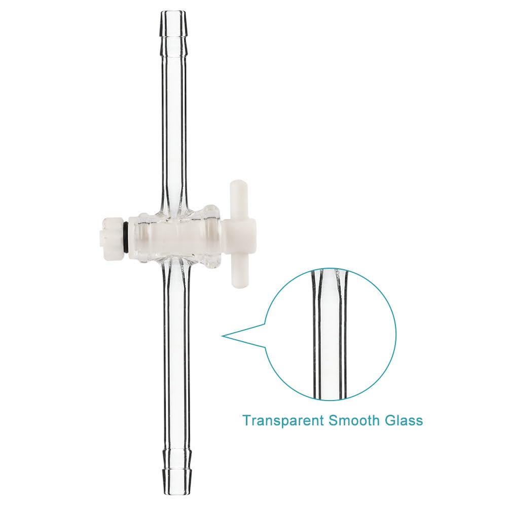 Stonylab Borosilicate Glass Vacuum Flow Control Adapter with PTFE Stopcock - High-Quality Lab Distillation Equipment for Chemistry Experiments & Essential Laboratory Supplies (Ideal for Vacuum Distillation, Fractional Distillation & Chemical Research)