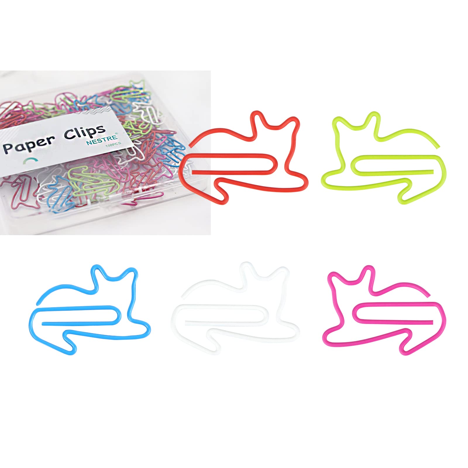 100pcs Colorful Cat Shaped Paper Clips - Funny Office & School Supplies, Cute Cat Bookmarks for Cat Lovers - Perfect for Organizing Documents, DIY Crafts and Gift Giving