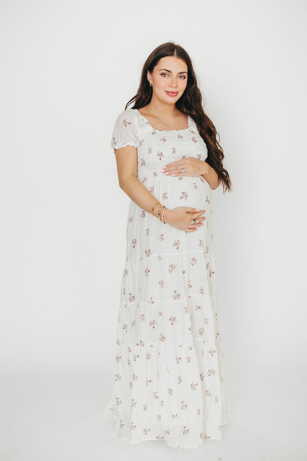 Harper Worth Women's Floral Maxi Dress - Pink Maternity Bump Friendly Long Dress for Pregnancy, Nursing & Postpartum | Perfect for Baby Showers, Beach Vacations & Summer Outfits