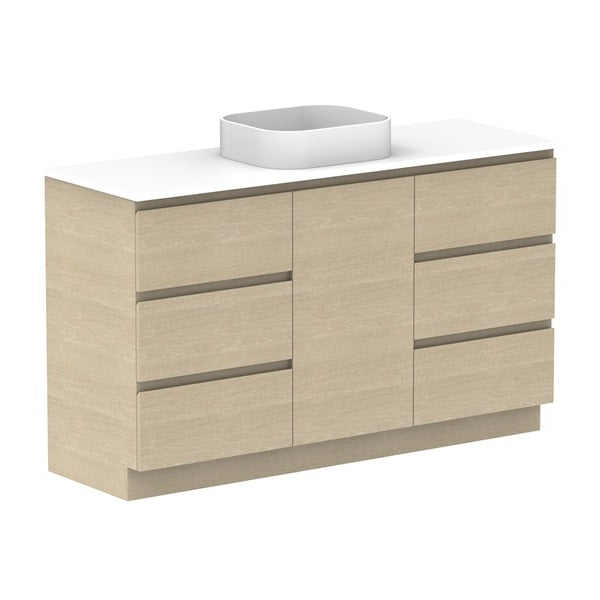 ADP Glacier Pro Hamper Trio Vanity with Solid Surface Top - Stylish Bathroom Storage Organizer for Towels, Toiletries & Laundry - Perfect for Master Bath, Guest Room or Spa Retreat