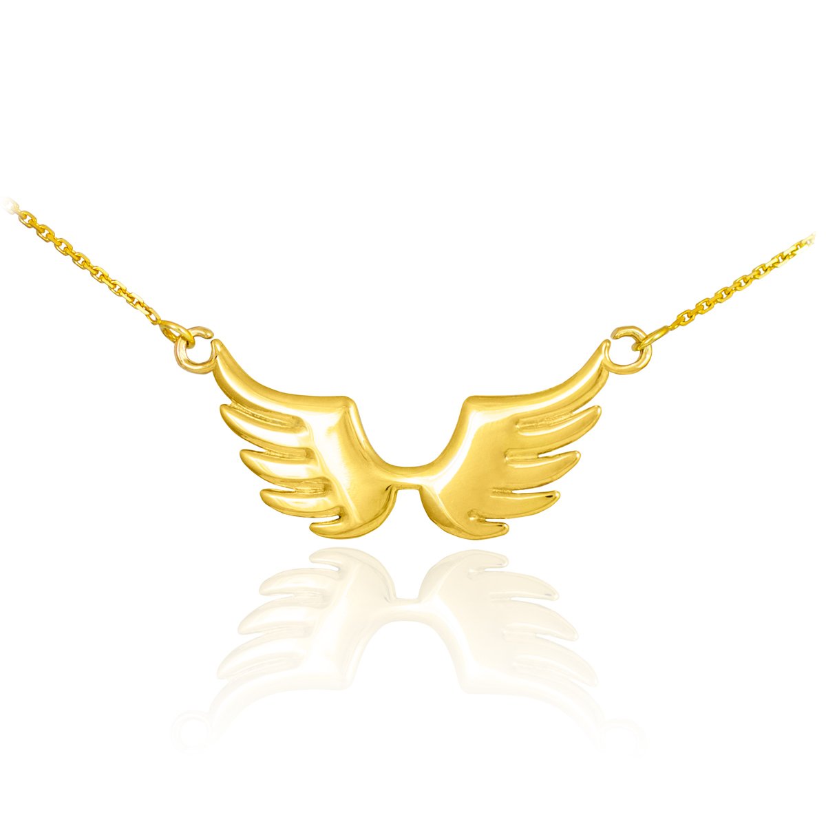 14K Yellow Gold Angel Wings Charm Necklace - Dainty Pendant for Women, Gift for Her, Birthday, Anniversary, Valentine's Day Jewelry - Perfect for Everyday Wear & Special Occasions