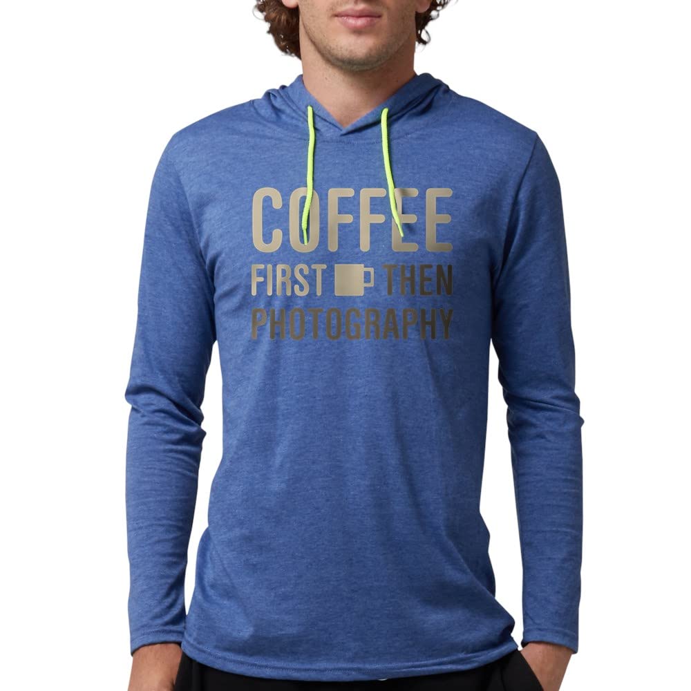 CafePress Coffee Then Photography Long Sleeve Hooded T-Shirt - Perfect for Photographers & Coffee Lovers - Great for Outdoor Shoots, Casual Wear & Gifts