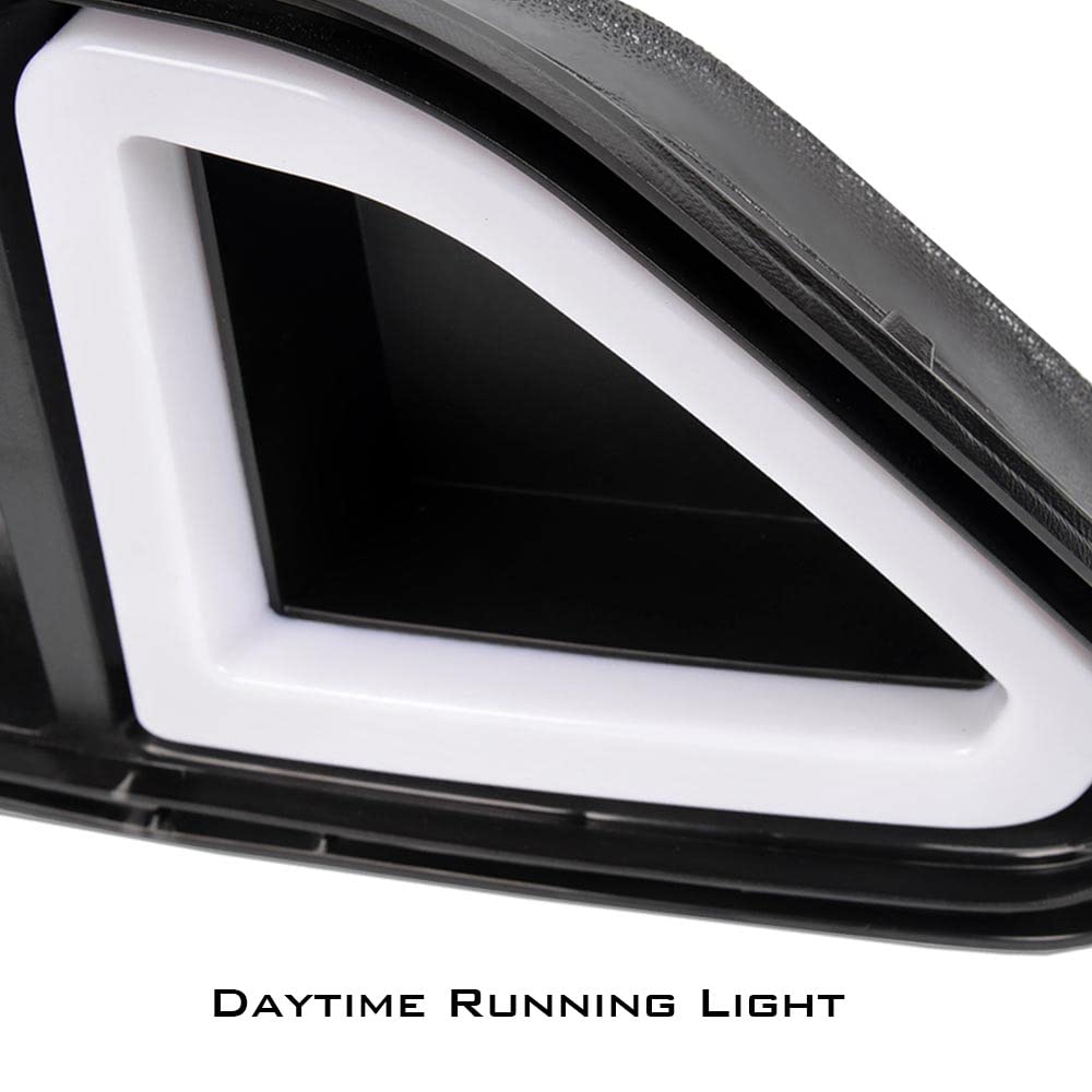 G-PLUS Mesh Front Bumper Upper Hood Grille with DRL LED Accent Lights for Ford Mustang 2015-2017 | Performance Upgrade & Custom Styling | Perfect for Car Shows & Street Racing