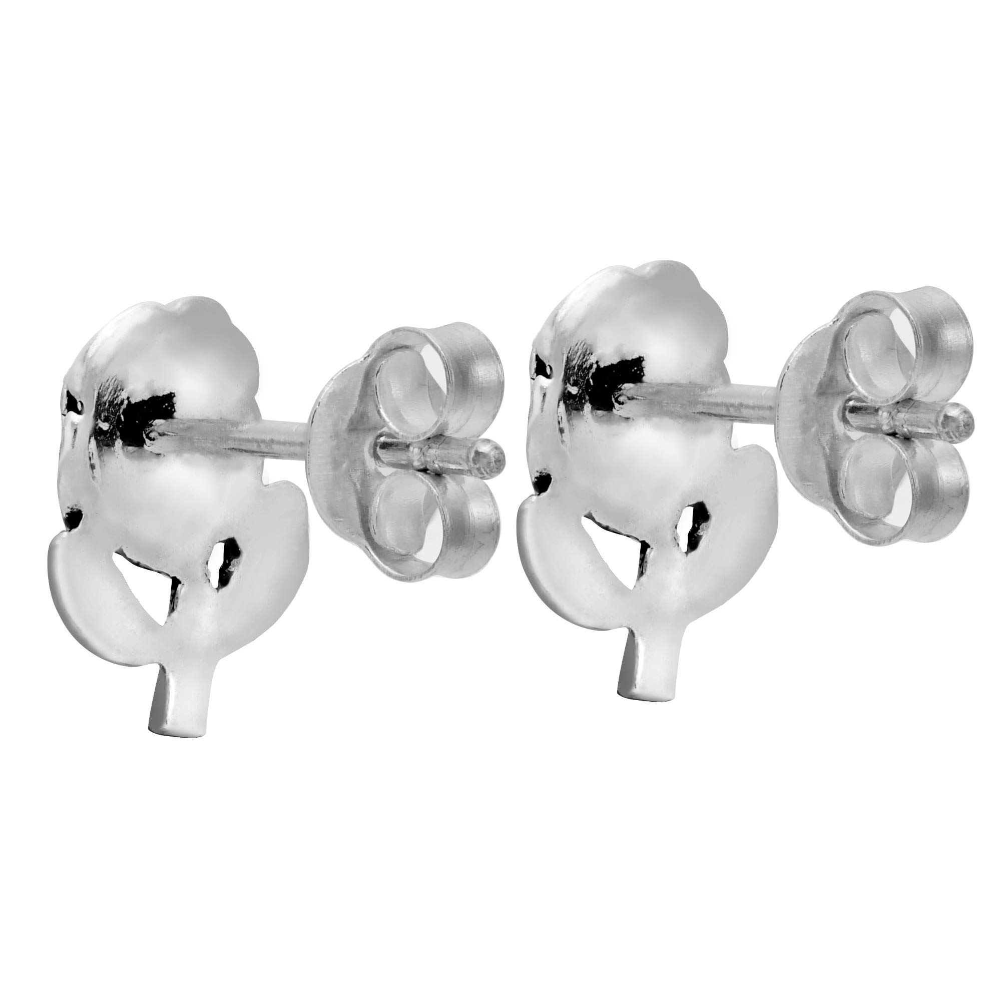 AeraVida Blooming Rose Stem Sterling Silver Post Stud Earrings for Women - Minimalist Rose Flower Jewelry Gift for Daughter, Girlfriend, Wife - Perfect for Weddings, Date Nights, Office Wear & Everyday Elegance