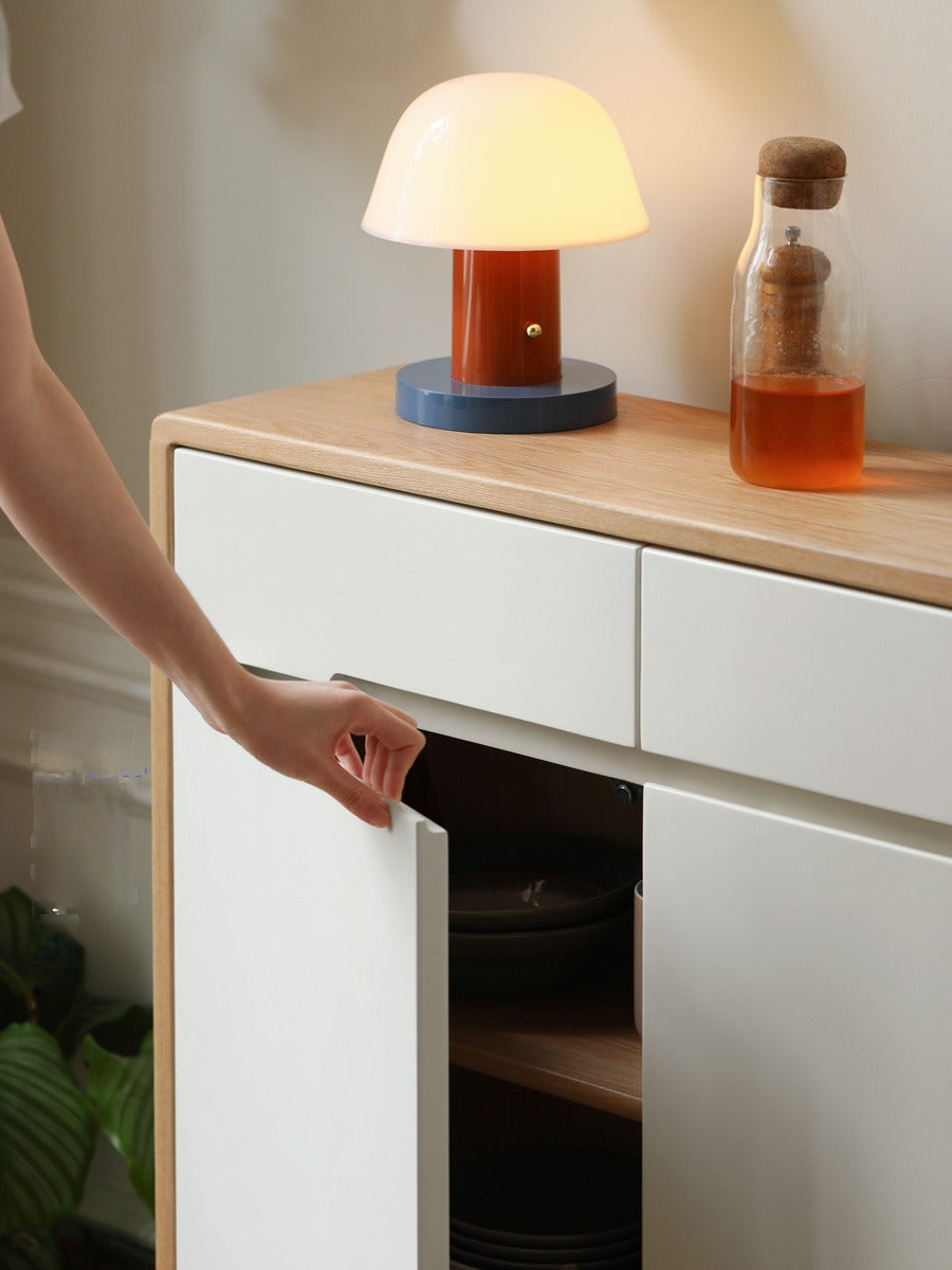 Solid Oak Wood Ultra Thin Sideboard - Modern Slim Console Table for Living Room, Entryway, or Dining Room Storage