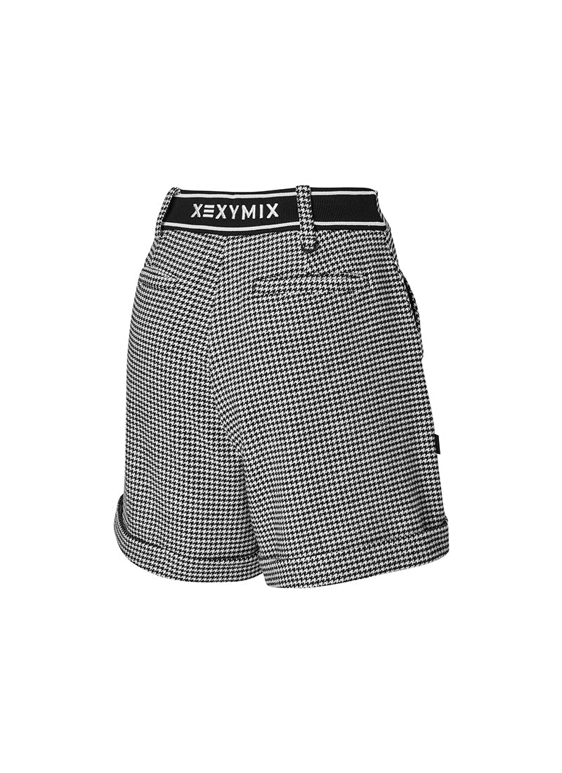 Houndstooth Print High Waisted Turn Up Shorts for Women - Trendy Casual Summer Shorts for Outfits, Beach, and Travel