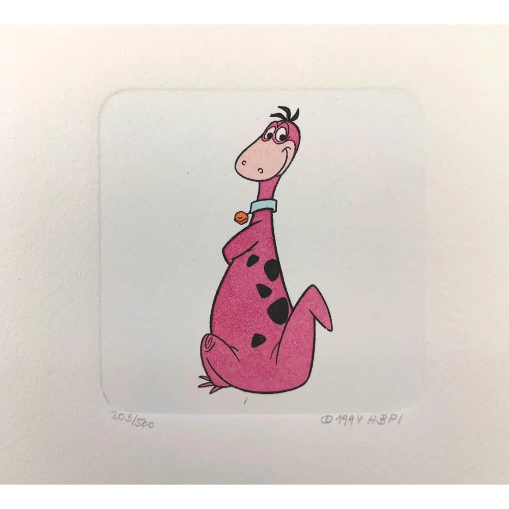 Hand-Painted Dino Etching Artwork by Sowa & Reiser - Limited Edition #D/500 Flintstones Inspired Collectible - Perfect for Home Decor, Office Display, and Gift Giving
