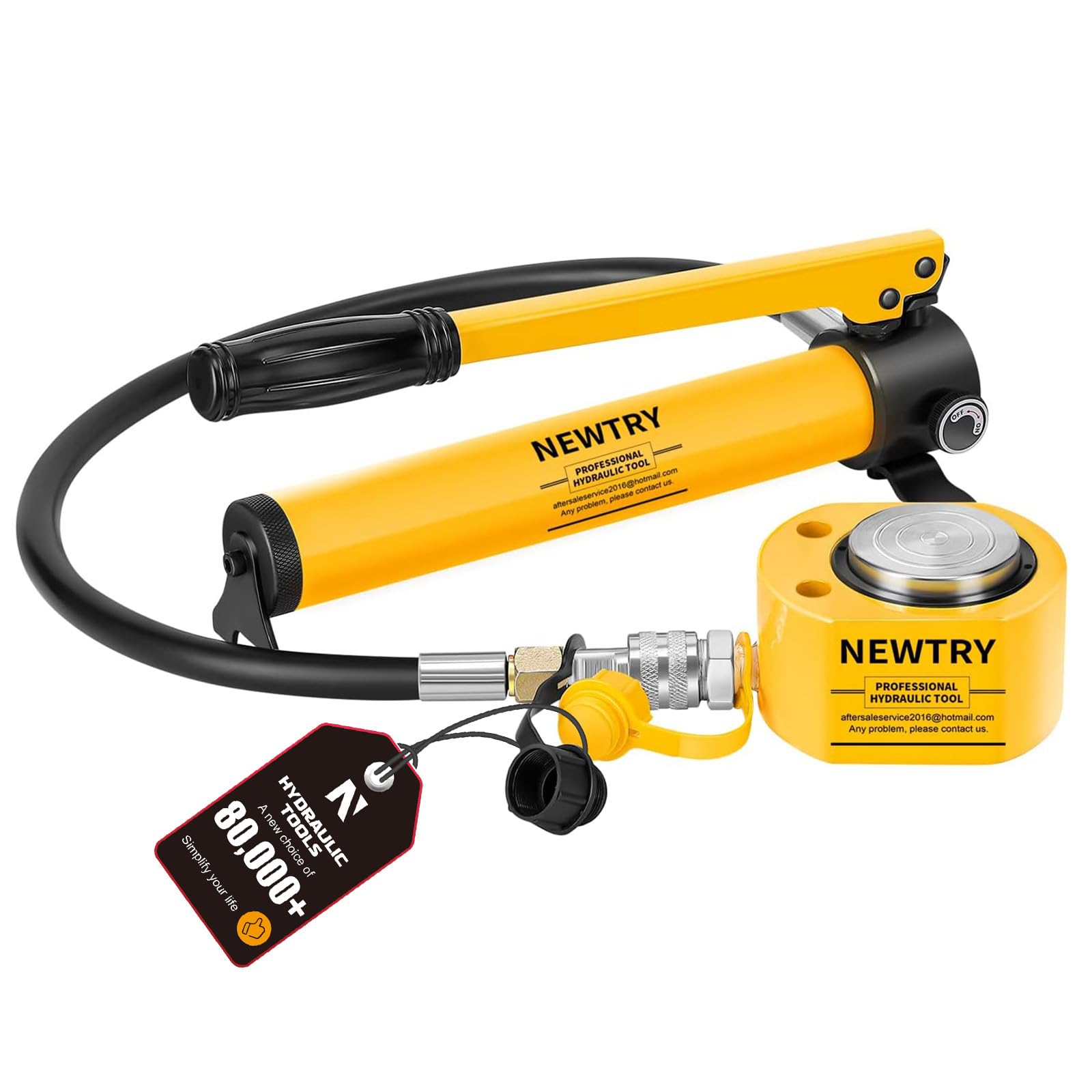 NEWTRY 20T Low Profile Hydraulic Jack Porta Power Kit with CP-180 Manual Hydraulic Hand Pump - Industrial Mini Hydraulic Cylinder (0.47